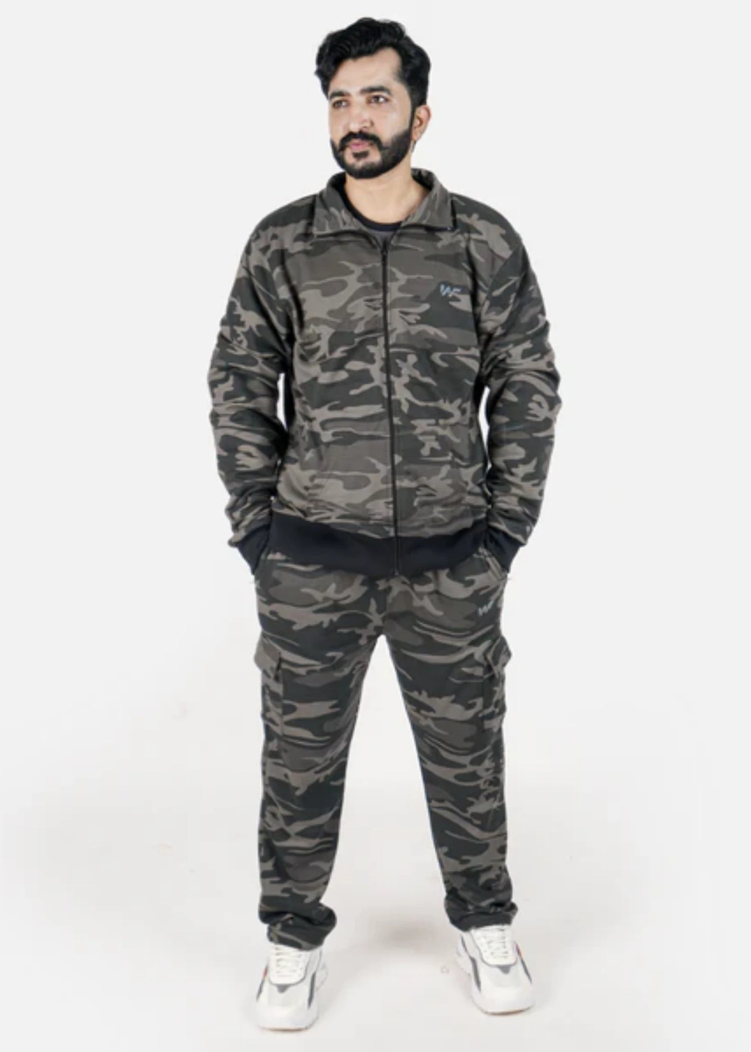 fleece Tracksuit in Charcoal black, multi