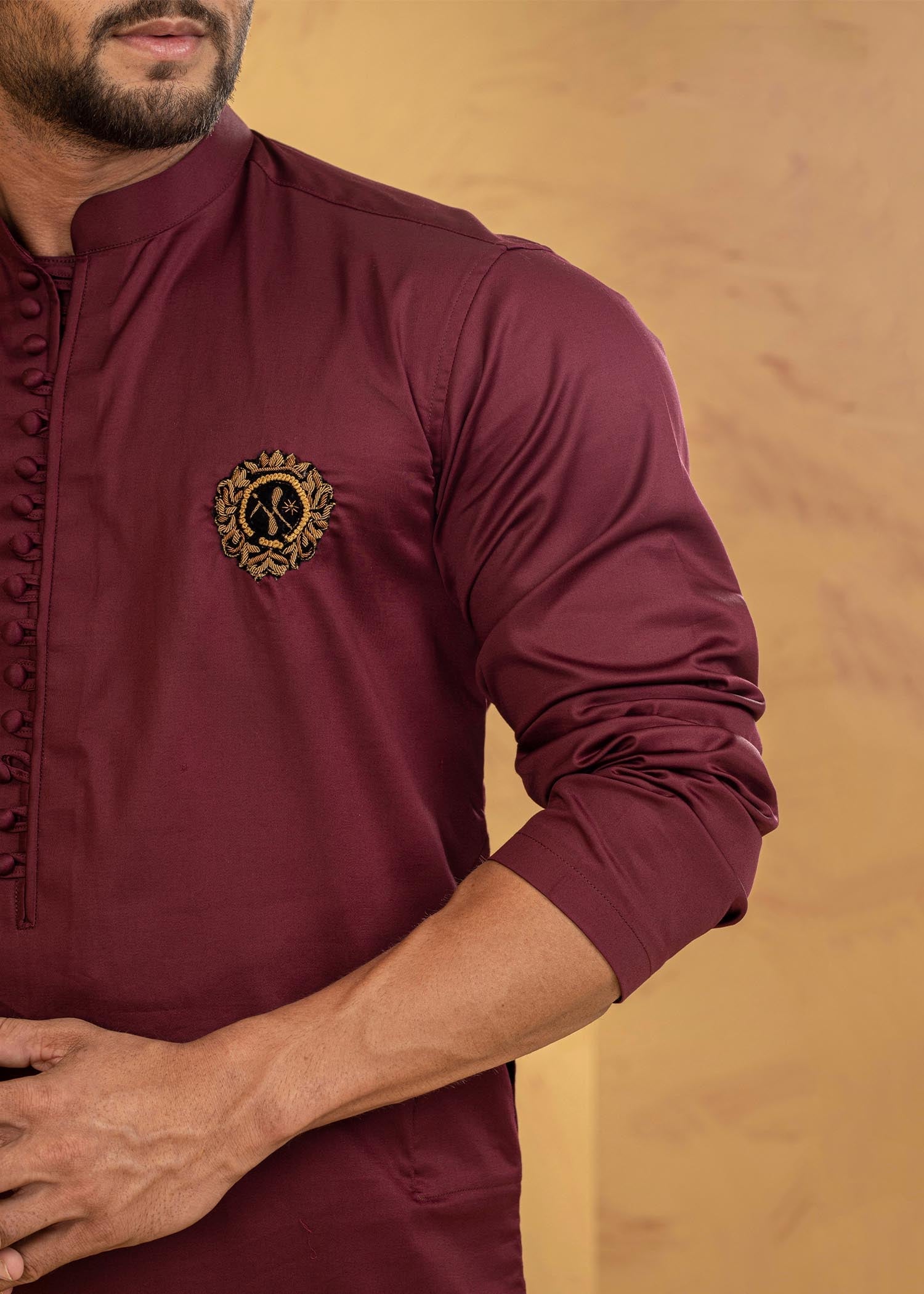 cotton satin Kurta Set in Maroon