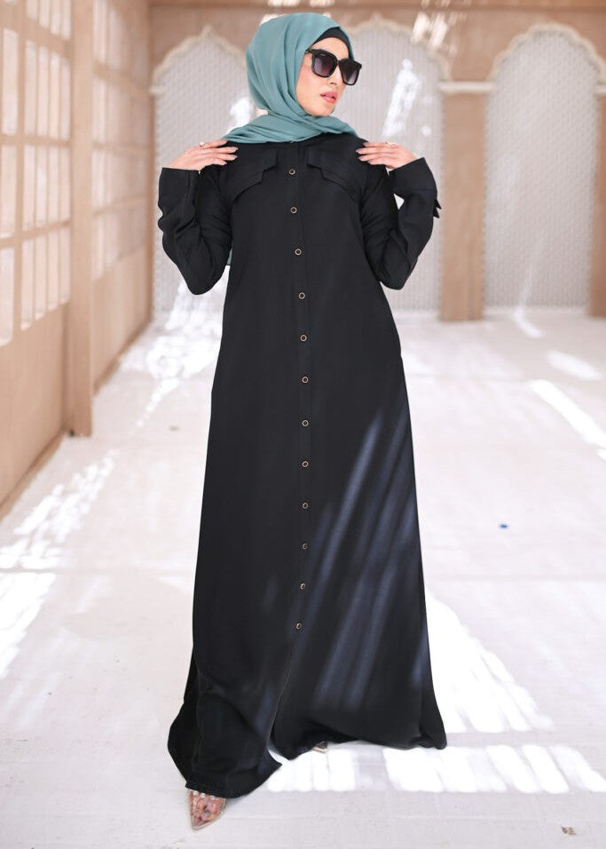 nidha Abaya in Charcoal black