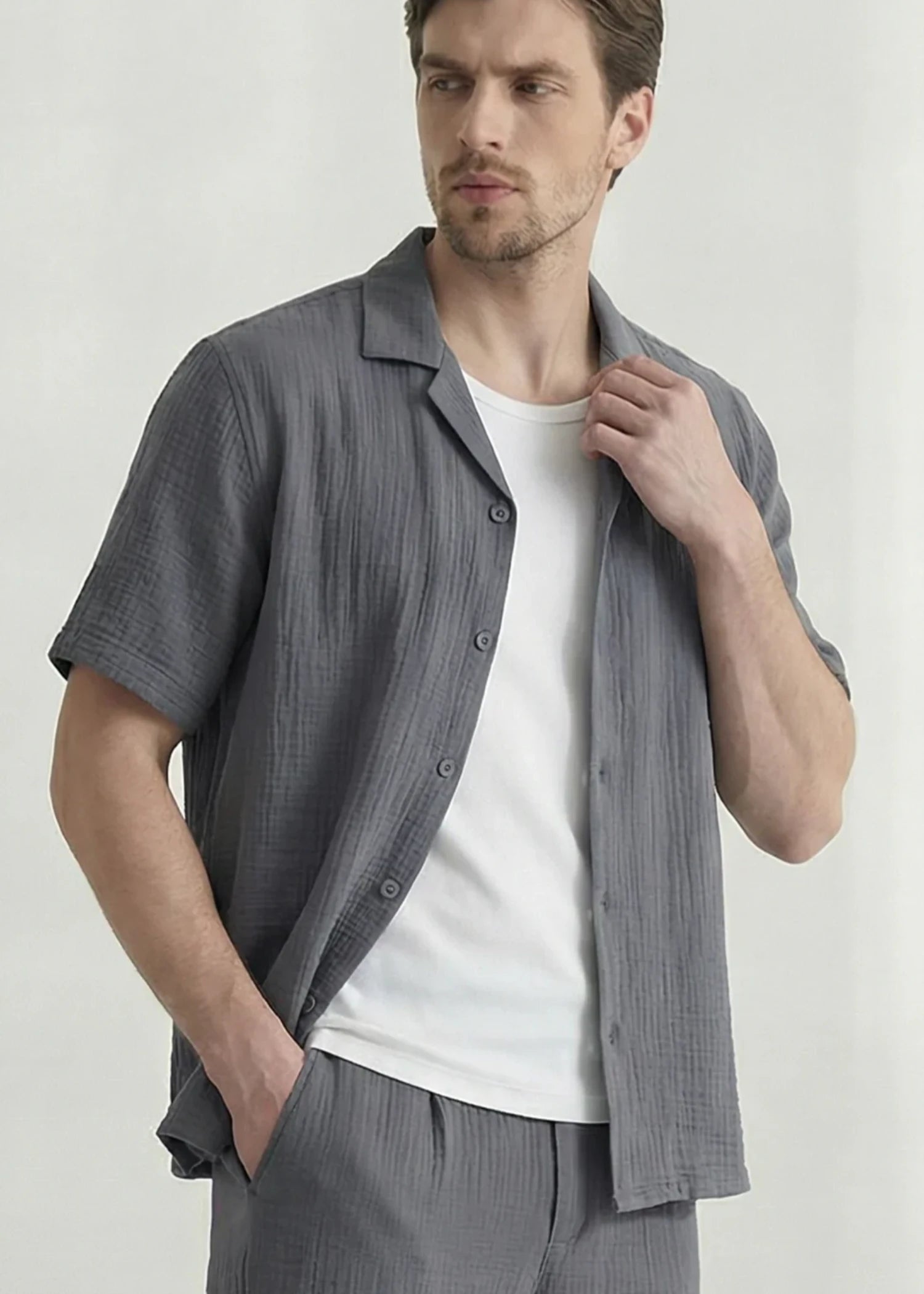polyester Casual Shirt in Grey