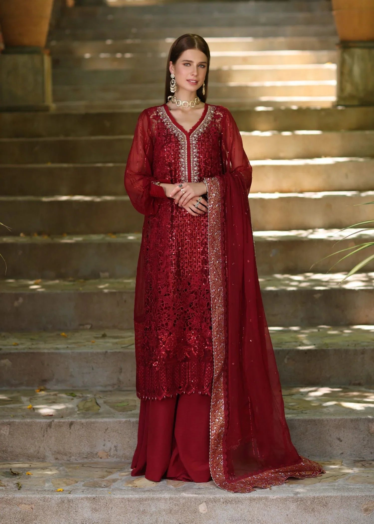 chiffon Unstitched in Red