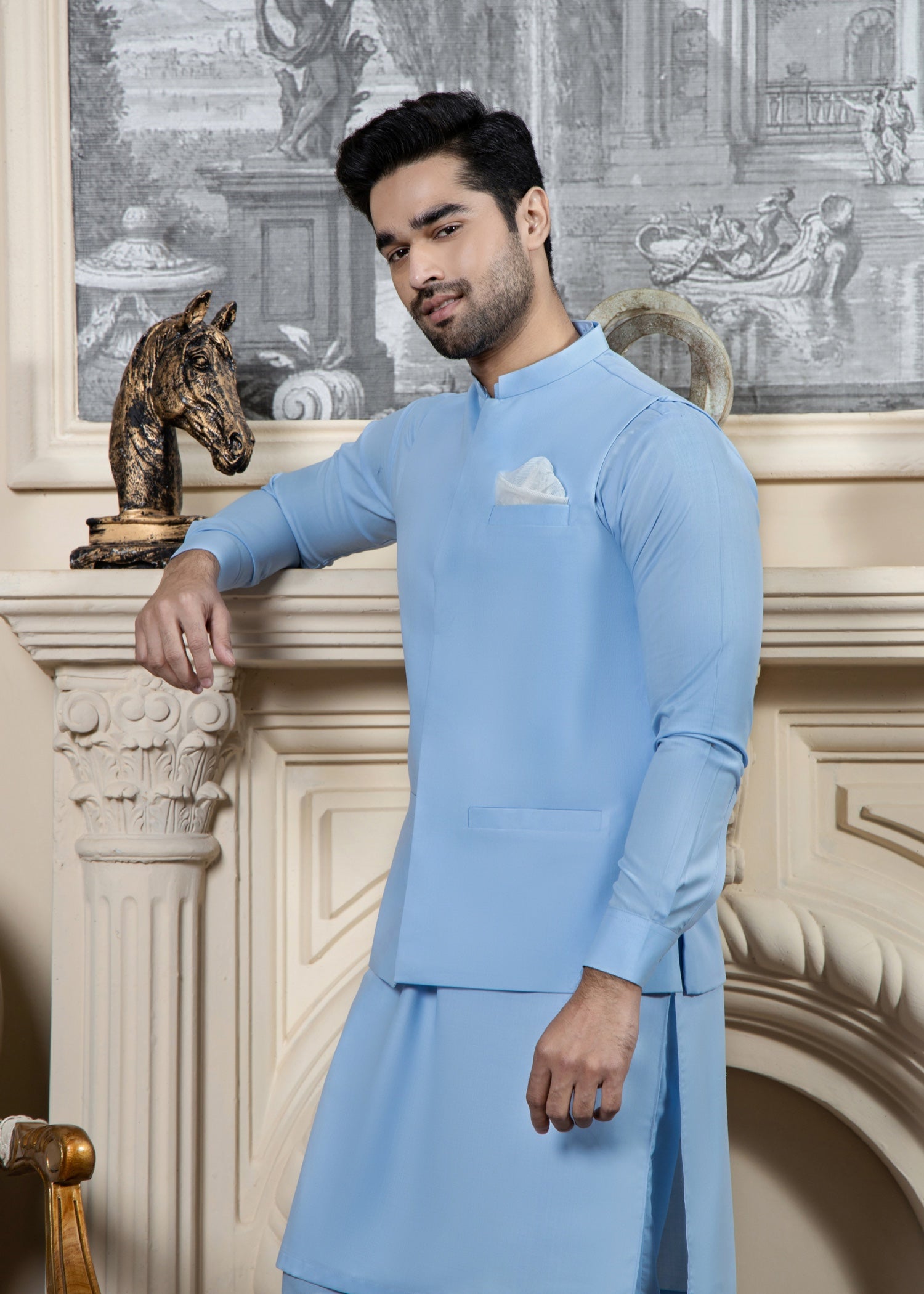 wash & wear Waistcoat in Sky