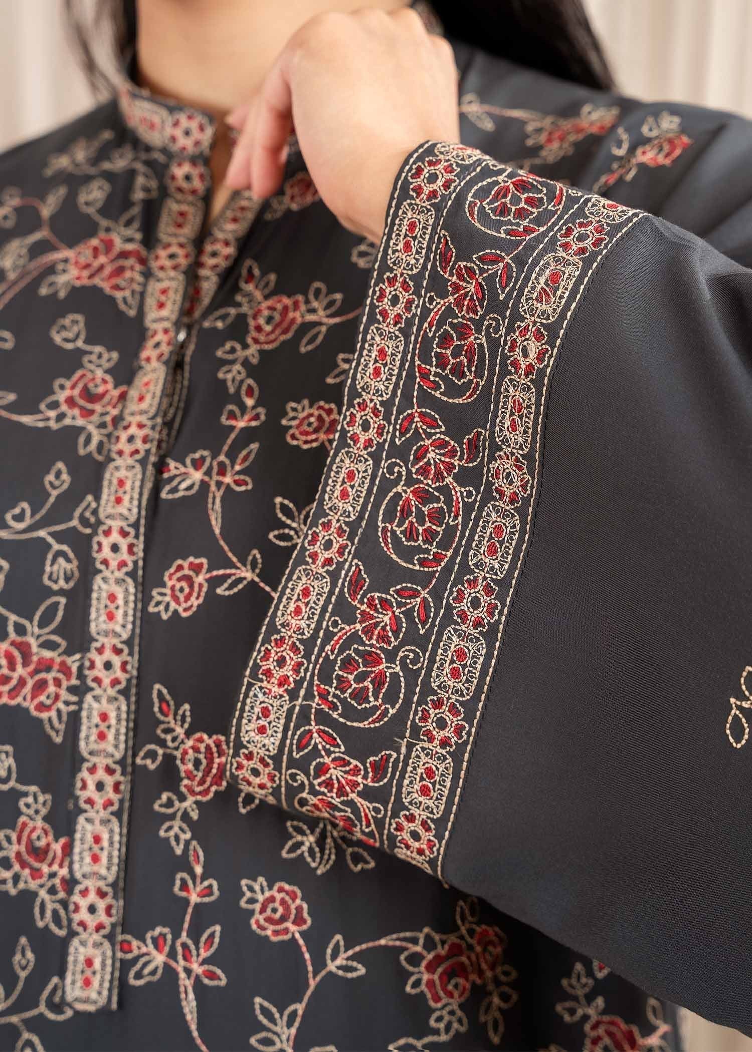 cotton viscose Kurta Set in Graphite