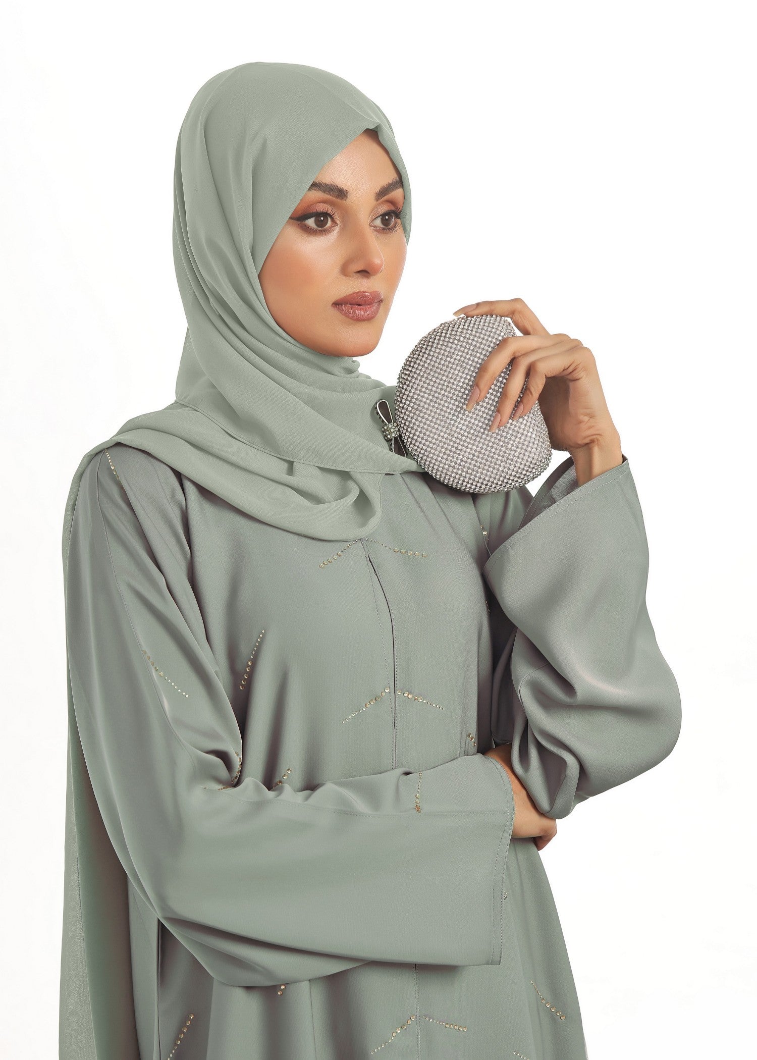 nidha Abaya in Grey