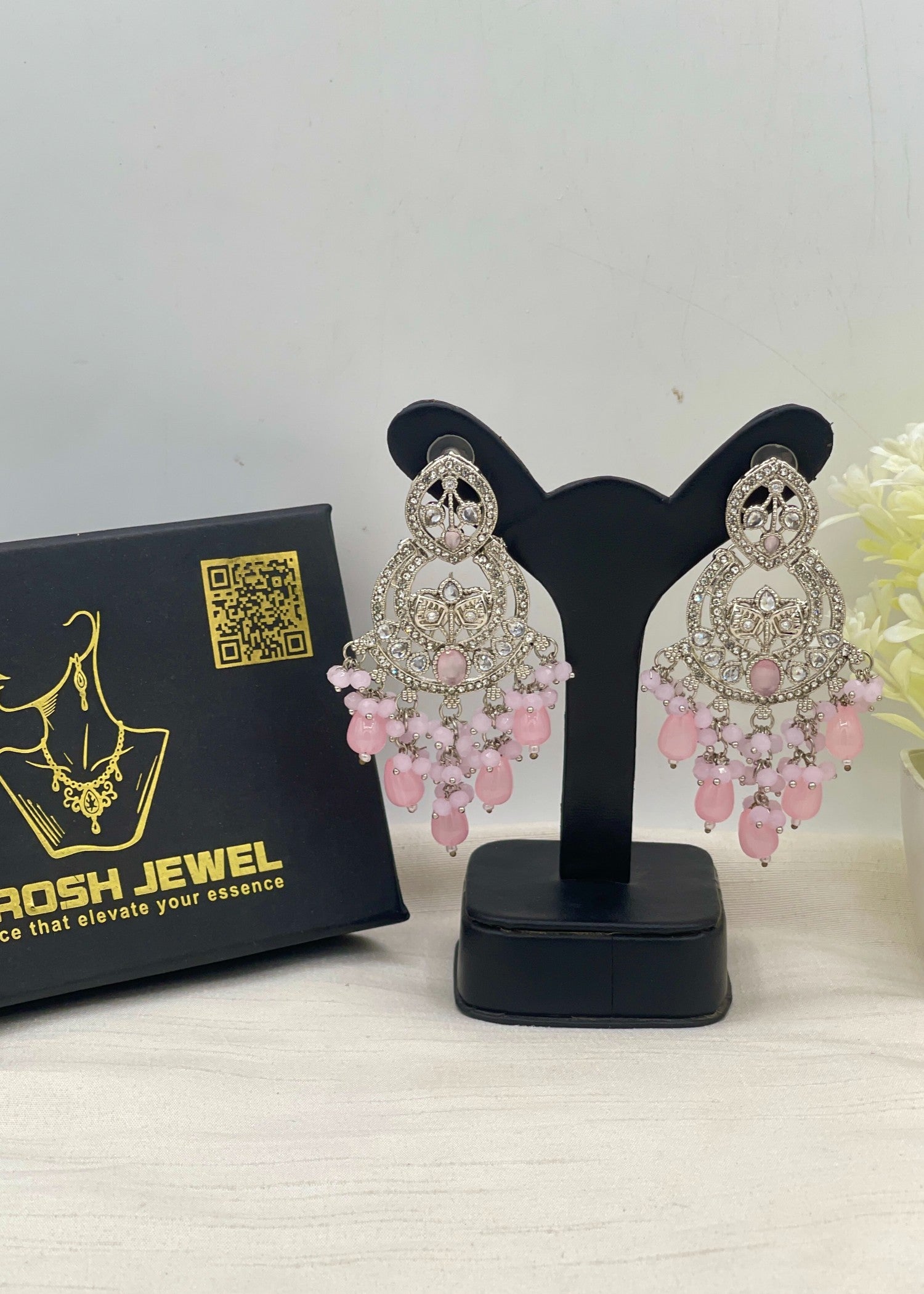 Earrings in Pink, silver Color by - Trendy Women Earrings BSJ0369