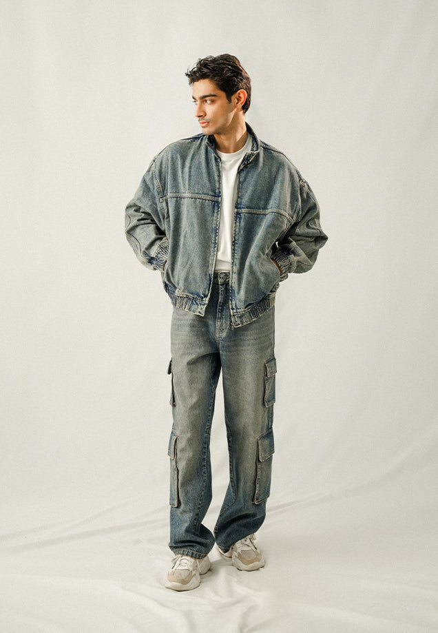 stretch denim Jacket in Blue lagoon