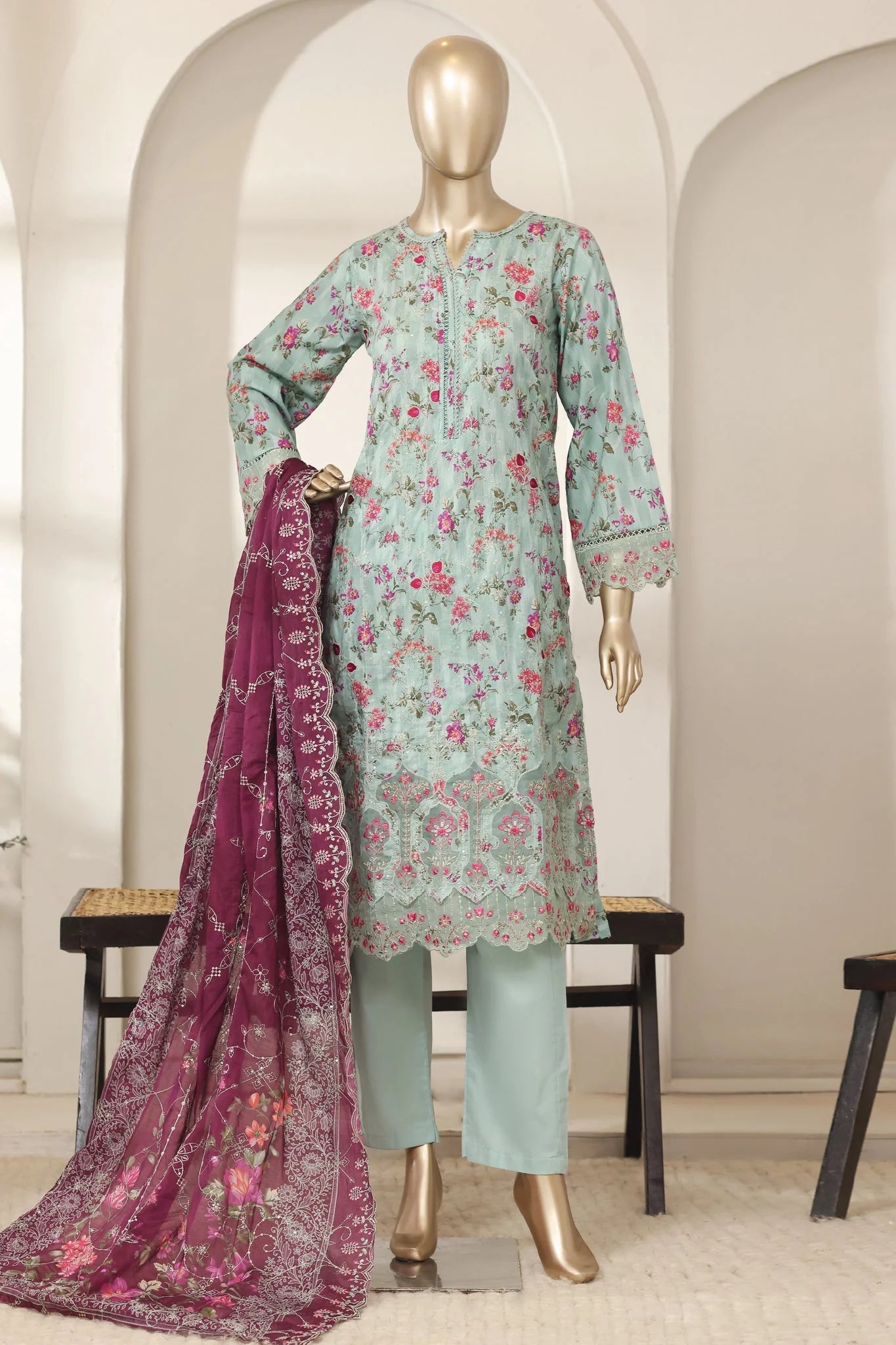 Stitched Laserkari Lawn – 6