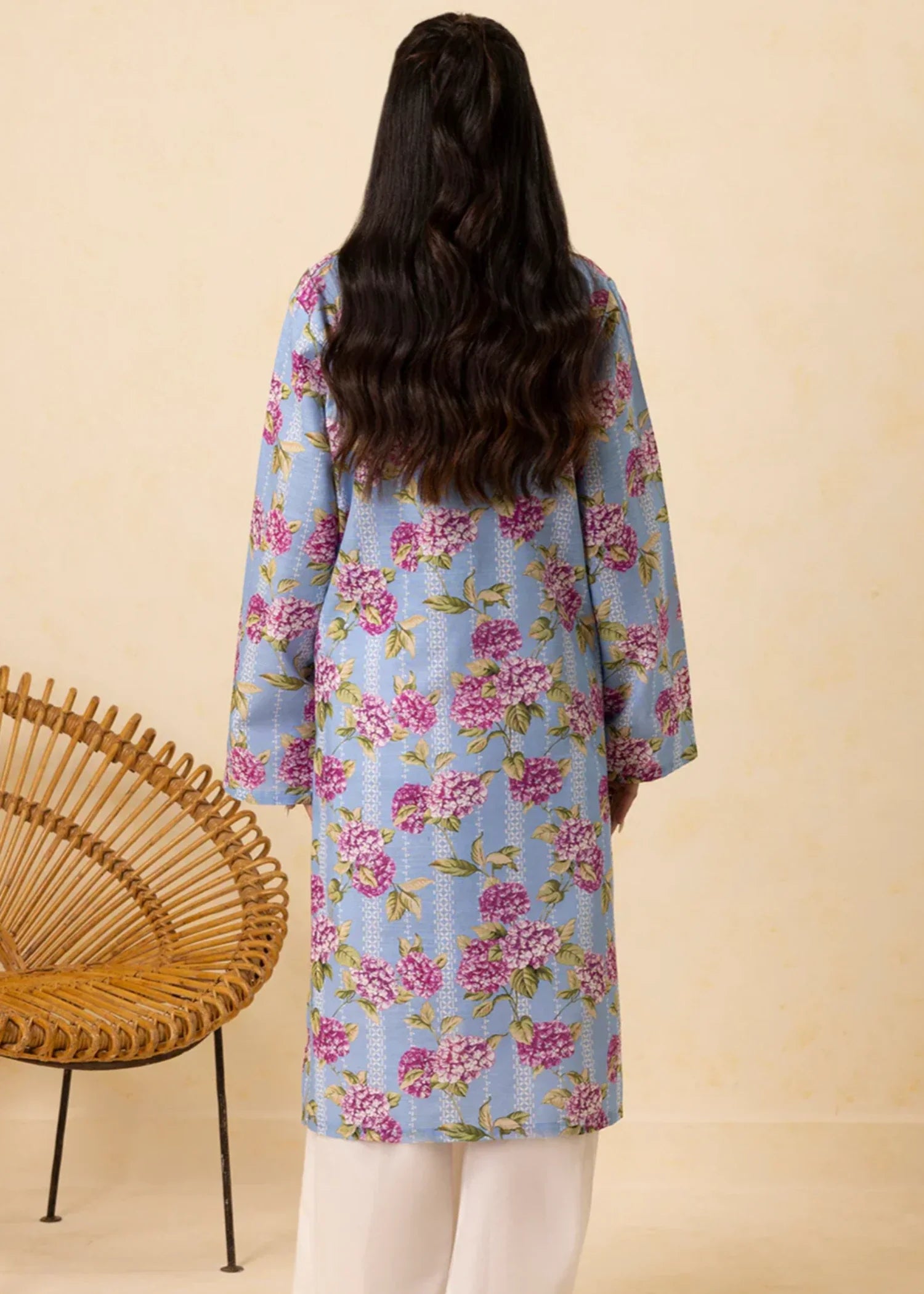khaddar Kurti in Ice blue