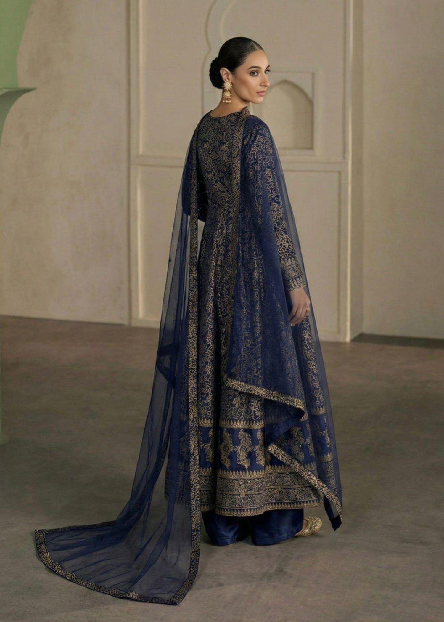 kattan silk Maxi in Navy blue
