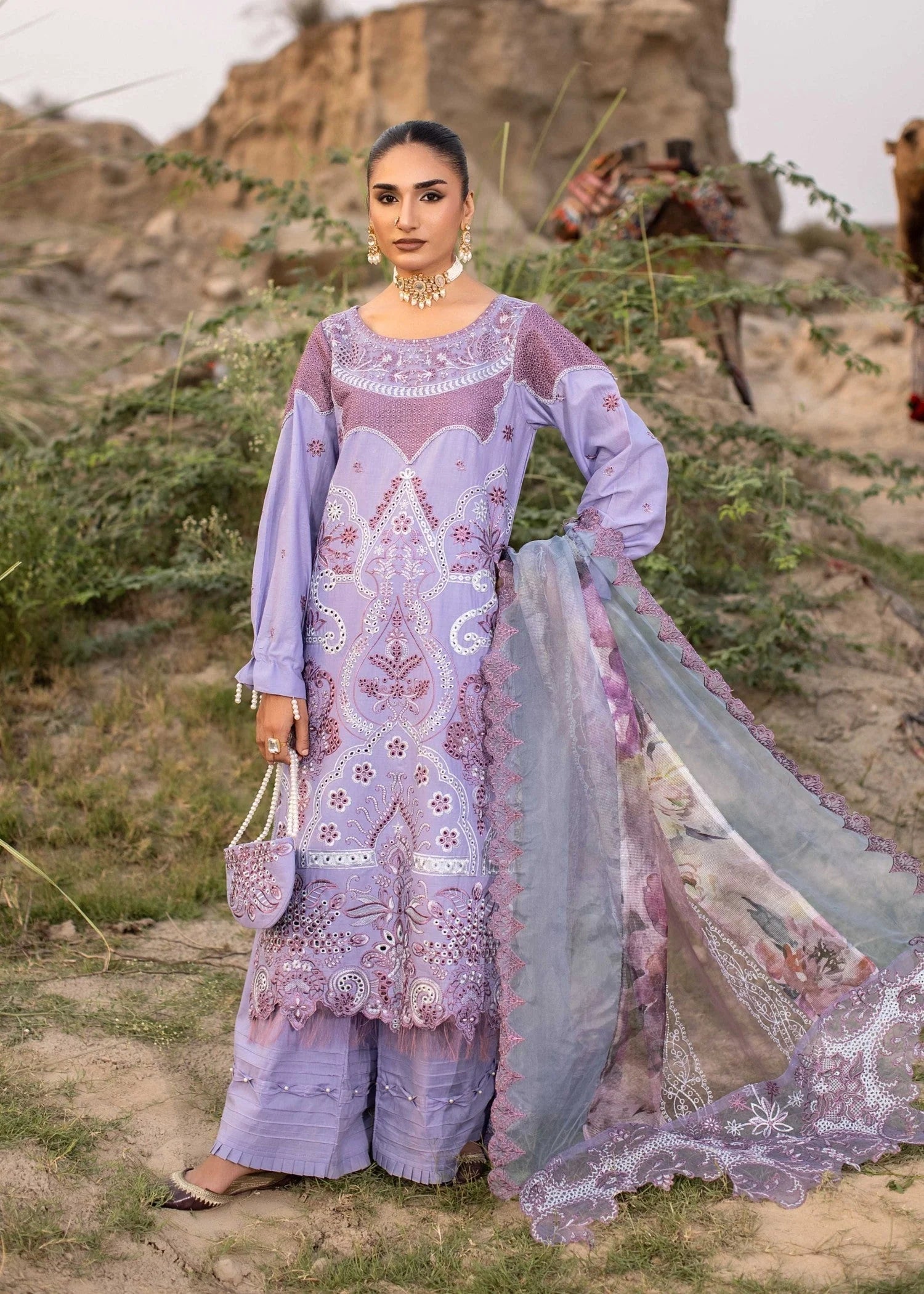cotton Kurta Set in Lupine