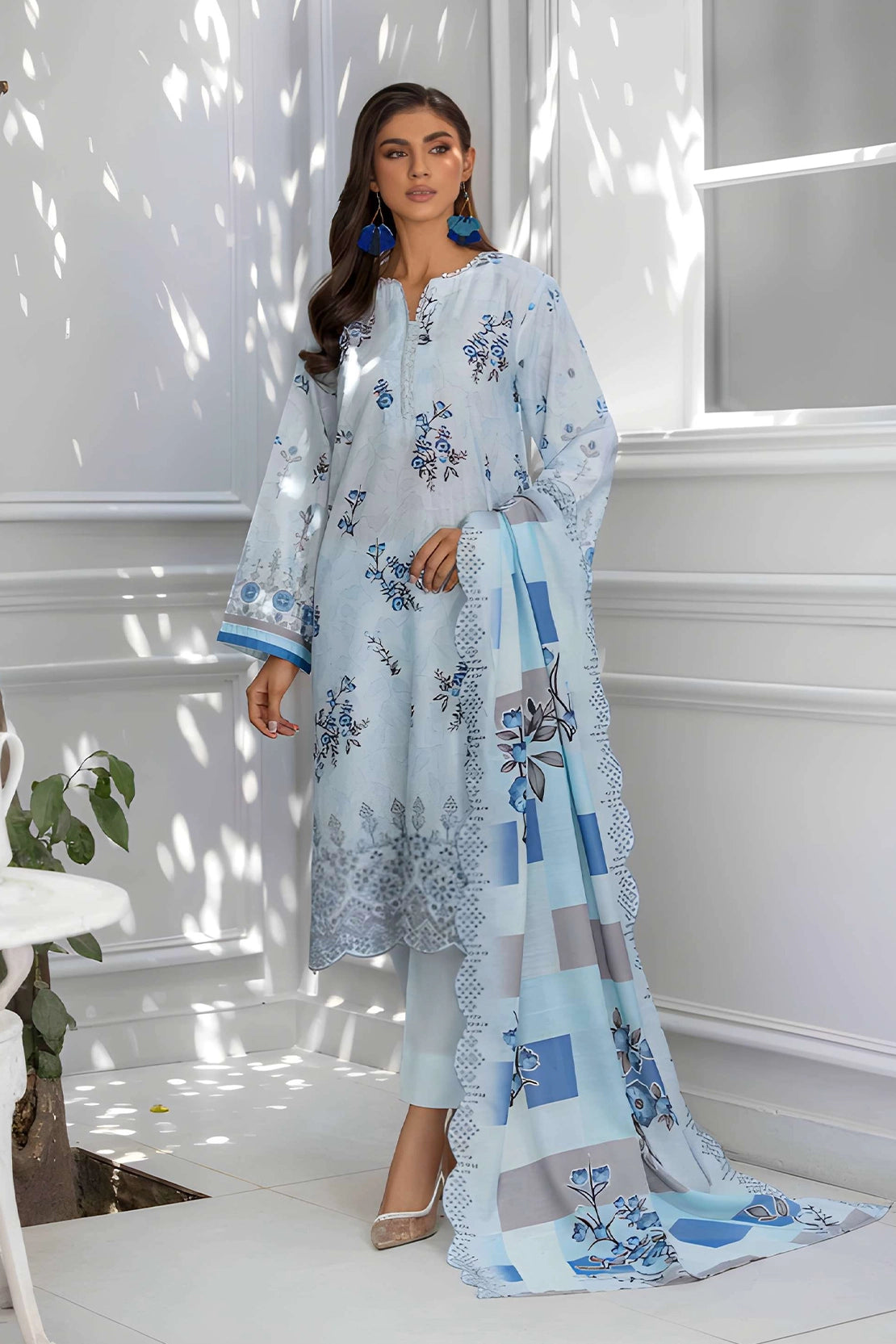 lawn Unstitched in Powder blue