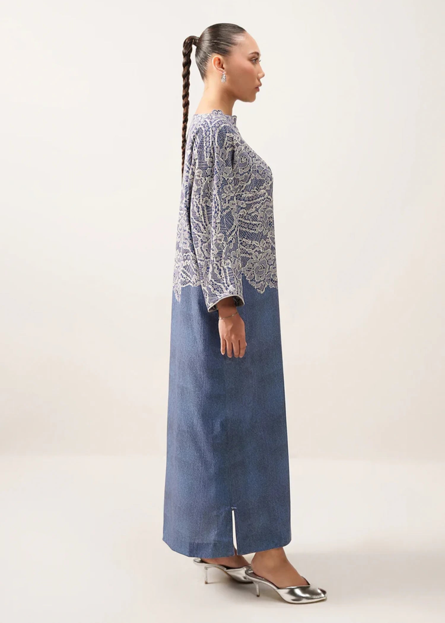 crepe Kaftan in Denim