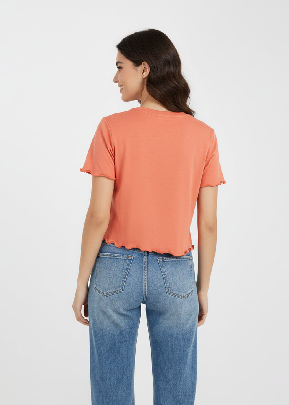 cotton T Shirt in Coral pink