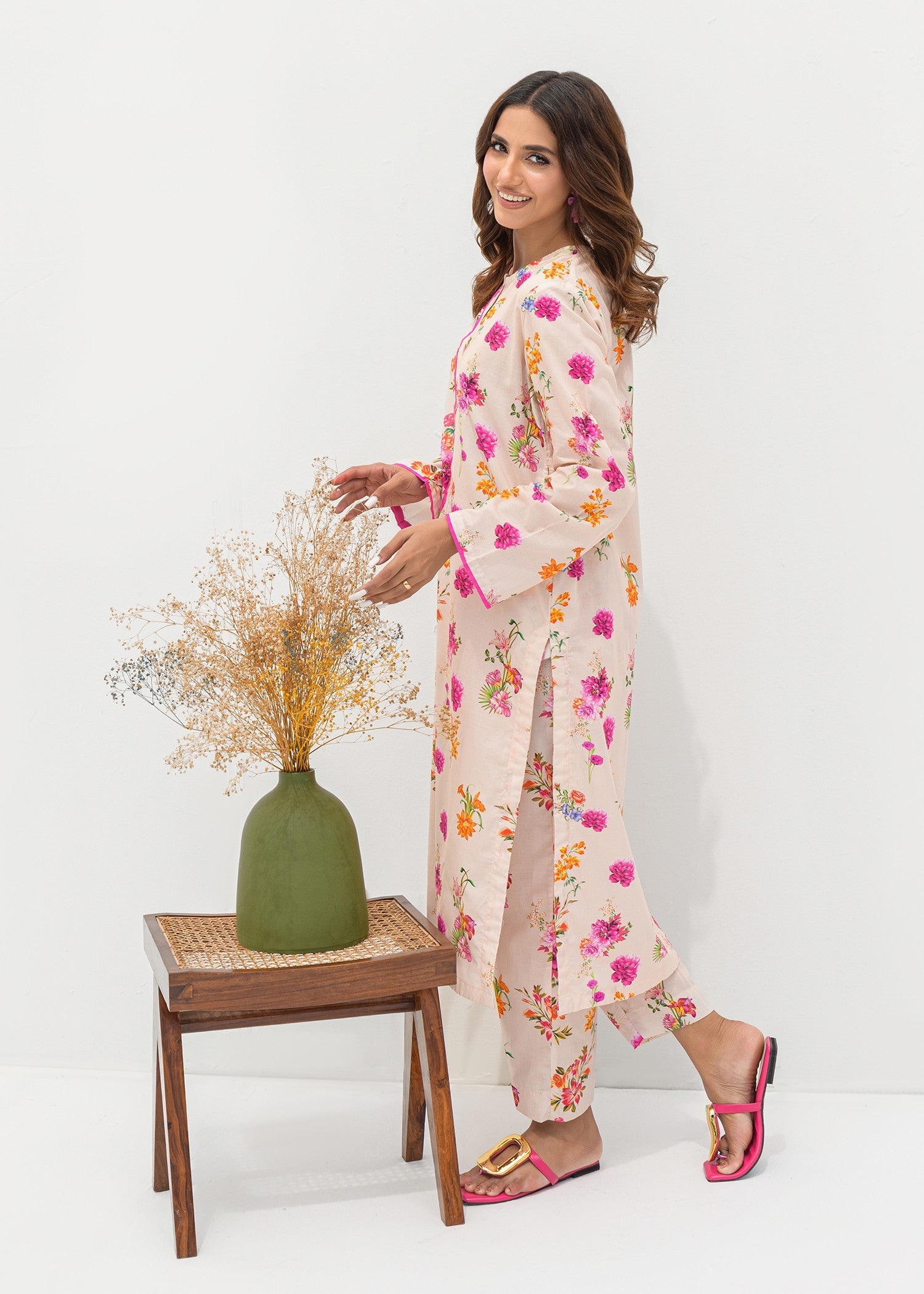 cambric Co Ord Sets in Pastel pink