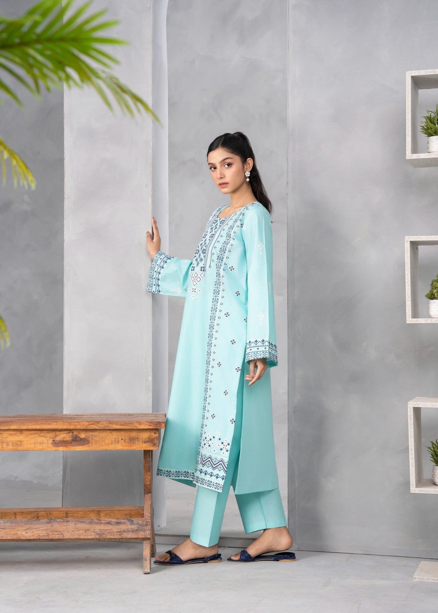 cotton Kurta Set in Sky blue