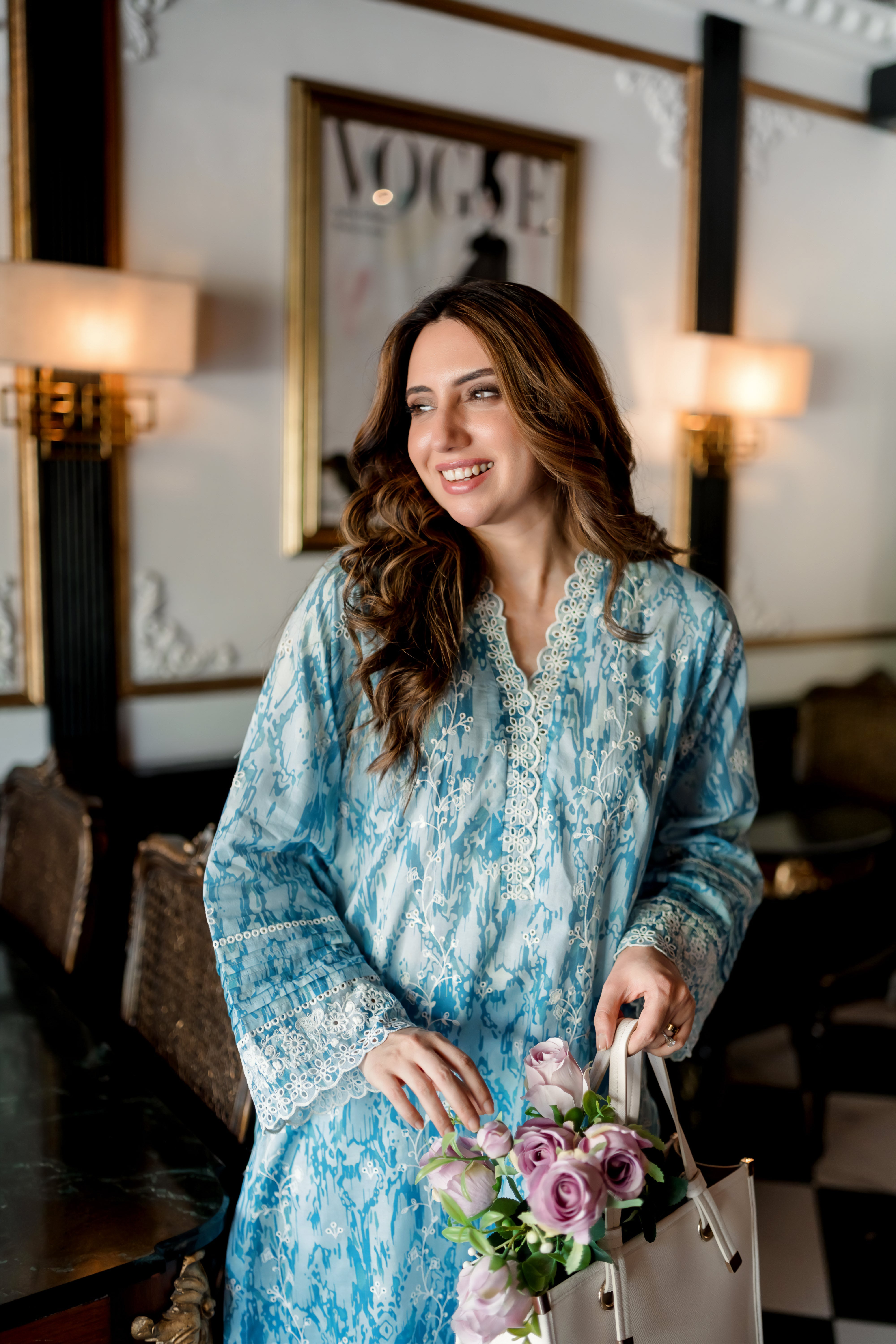 cambric Kurti in Light blue