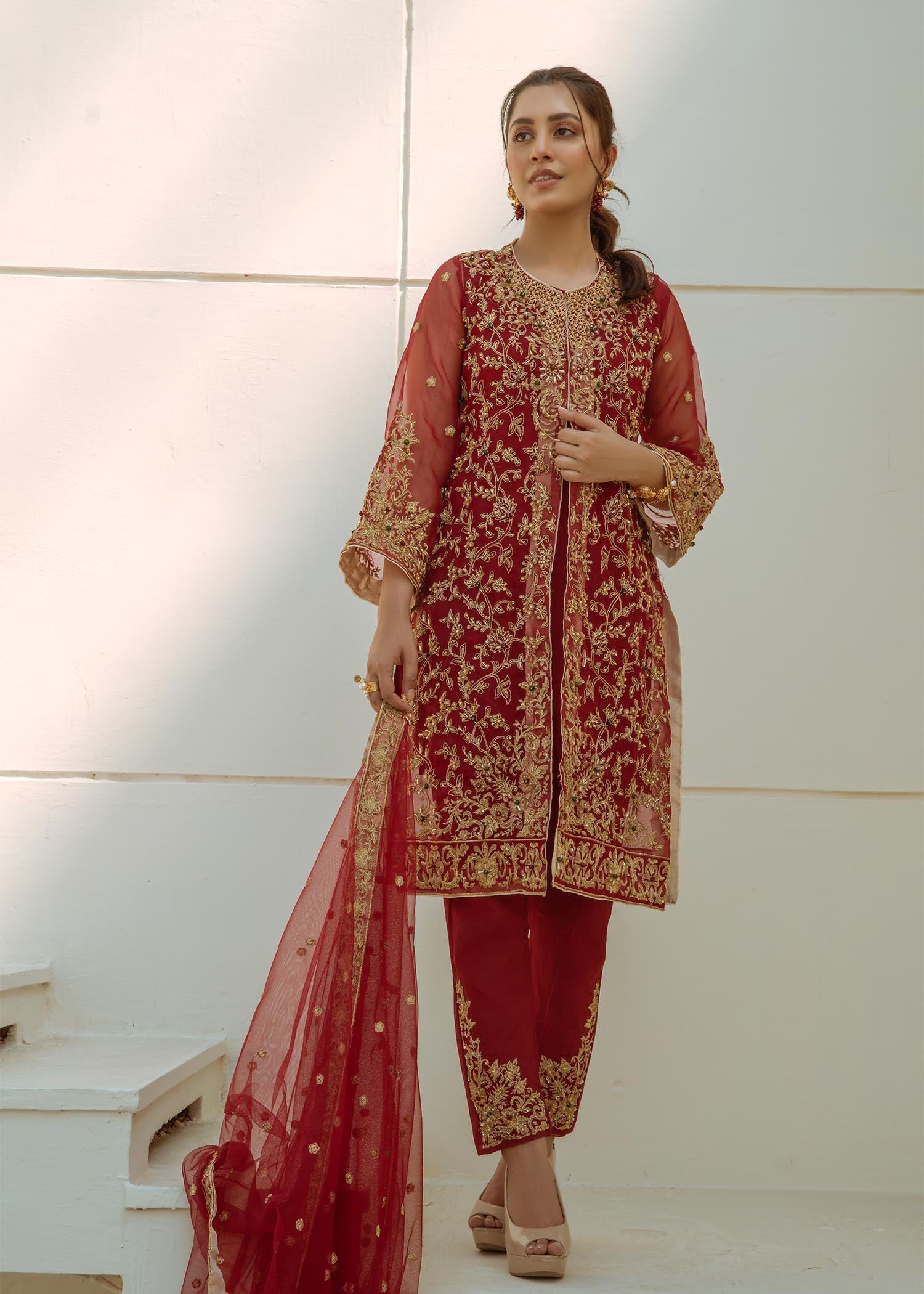 organza Gown in Red