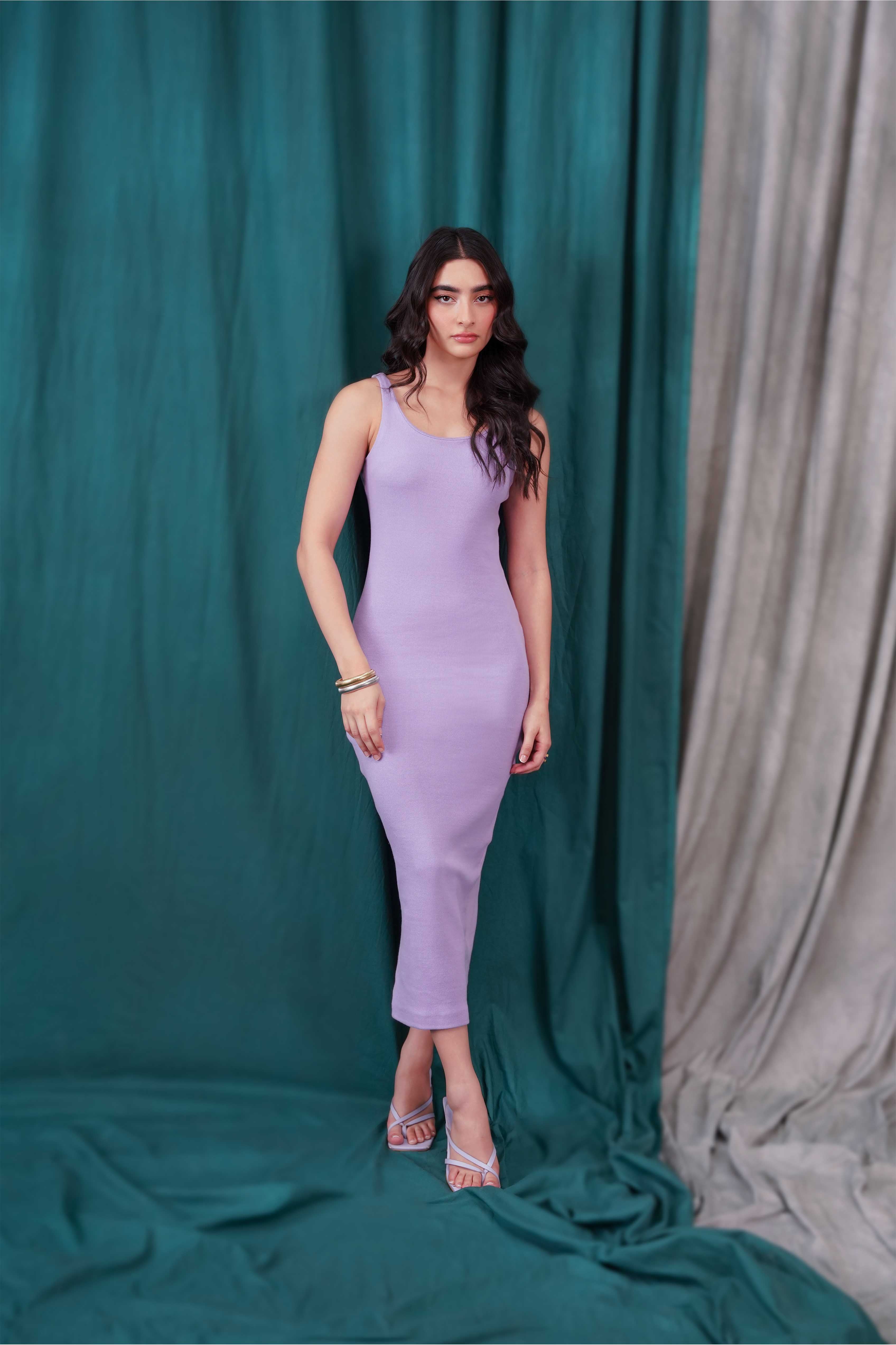 zari cotton Dress in Purple
