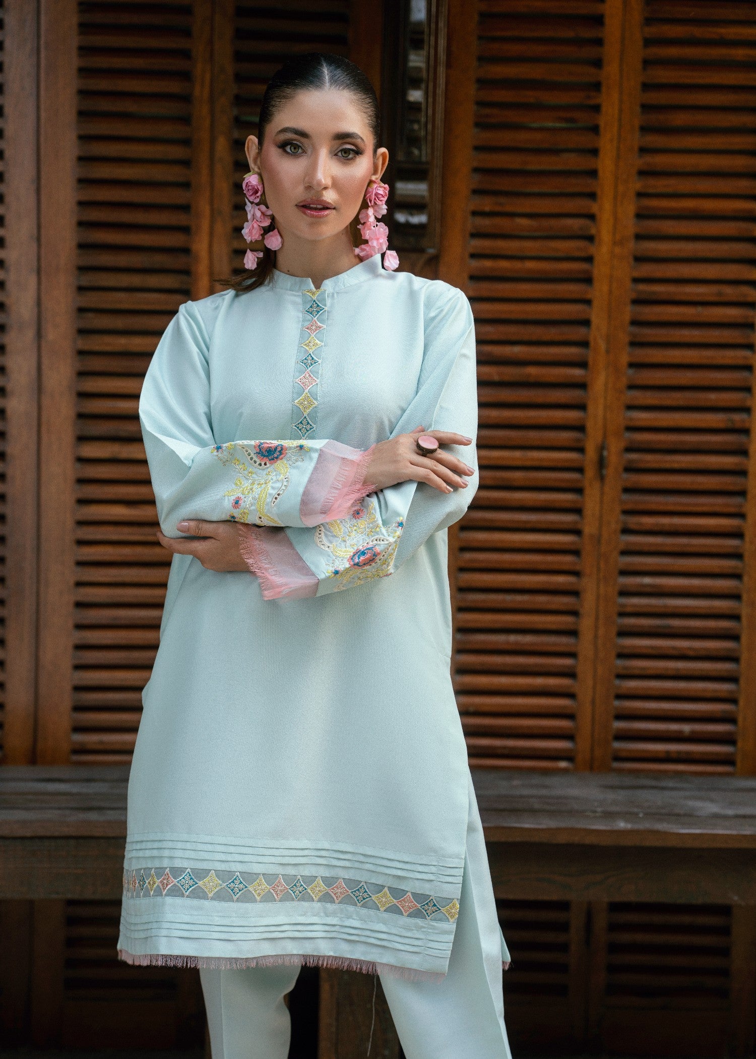 indian raw silk Kurta Set in Sky blue