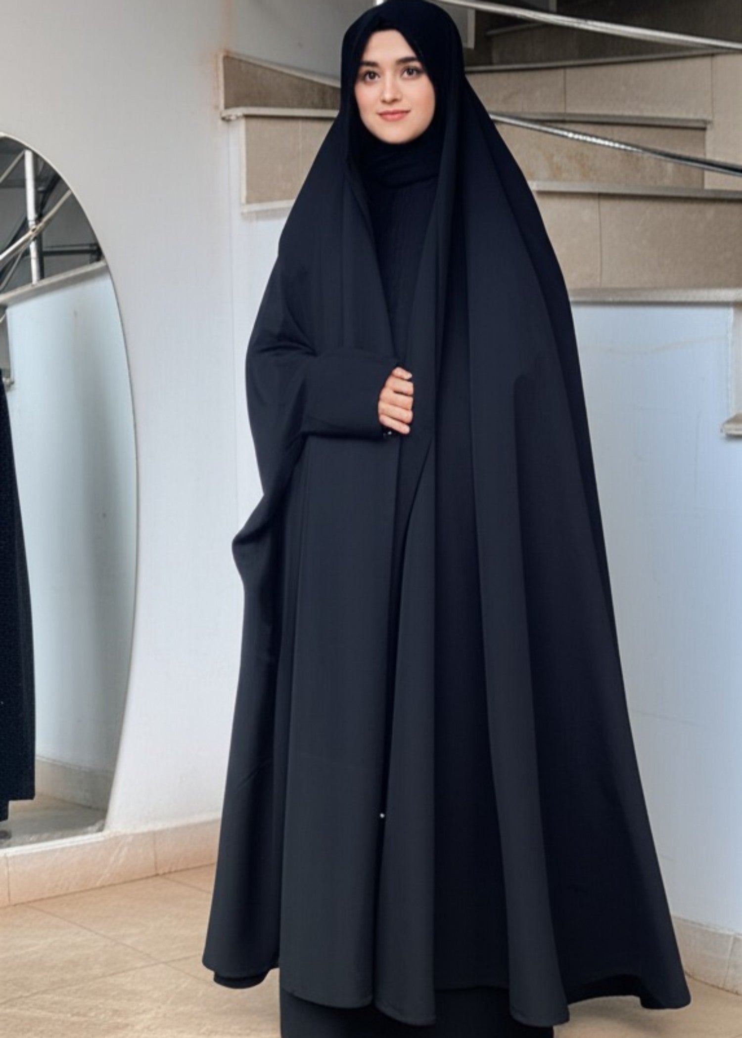 georgette Chaddar in Jet black