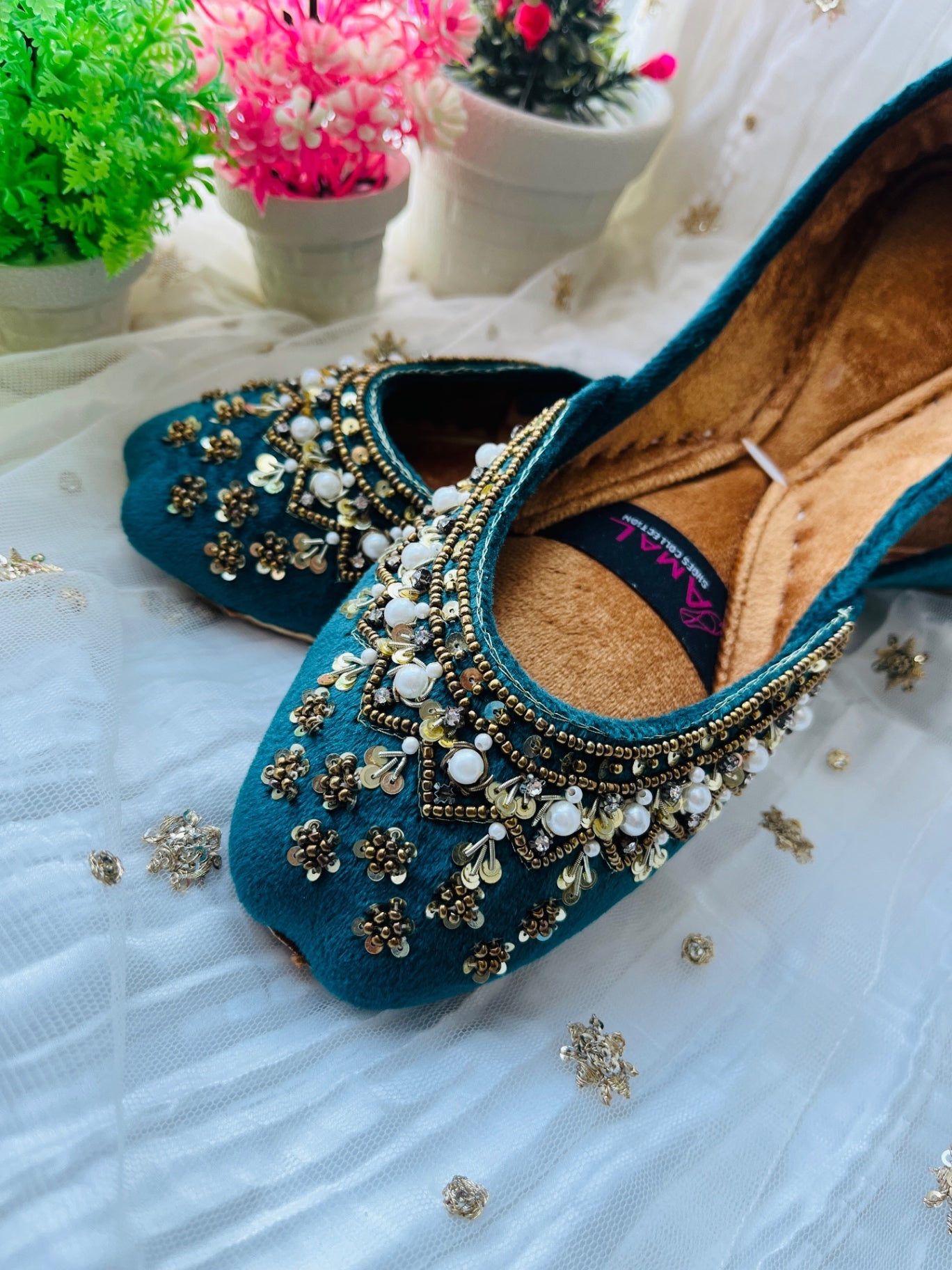 Khussa in Sea green by - High Quality Women Khussa XUW8888