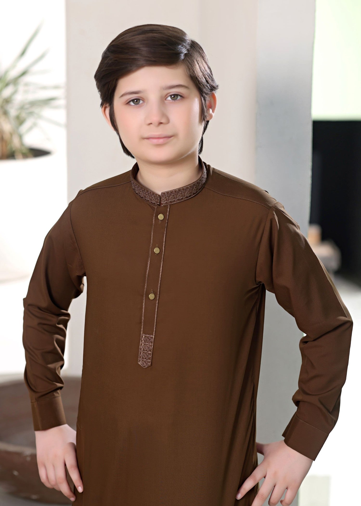 wash & wear Kurta Set in Brown