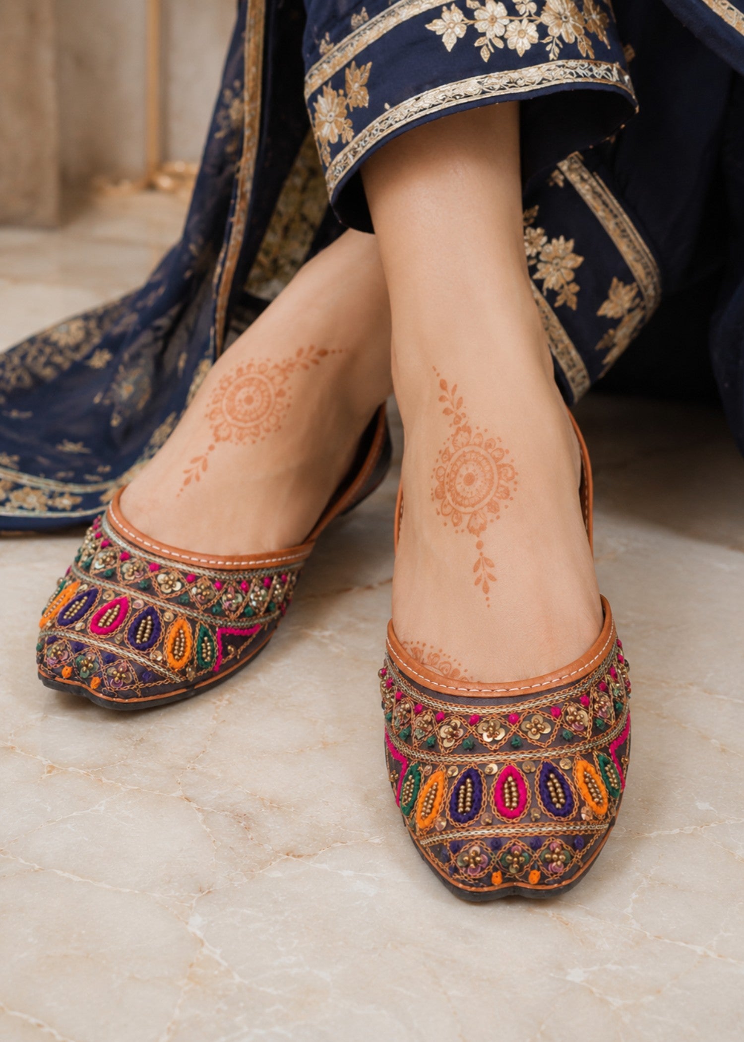 Khussa in Multi by - High Quality Women Khussa LZM8720