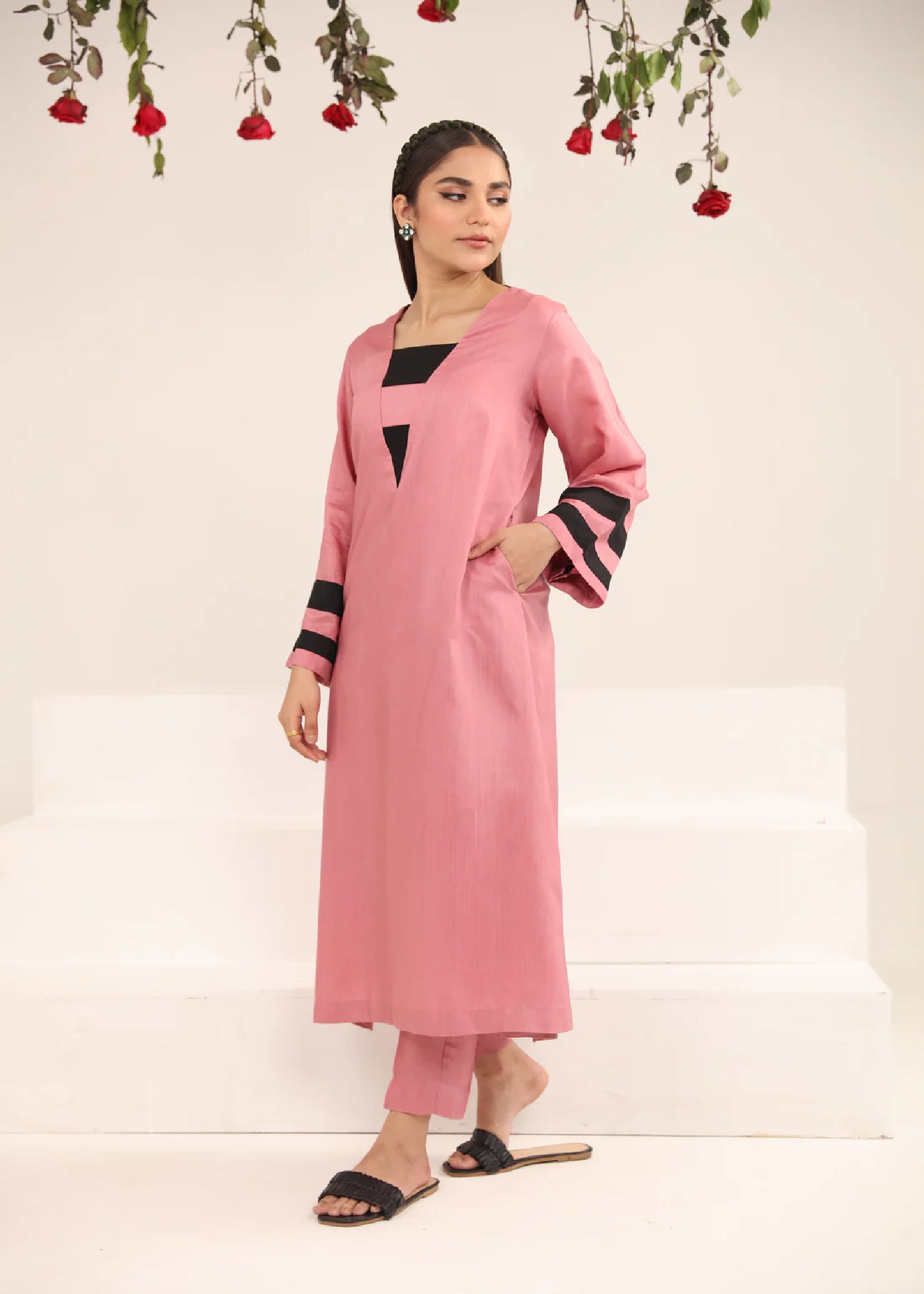 viscose Kurta Set in Salmon