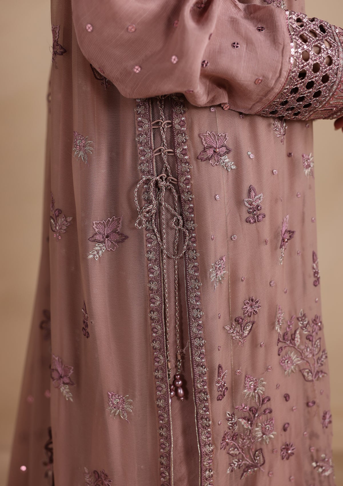 chiffon Kurta Set in Mauve pink