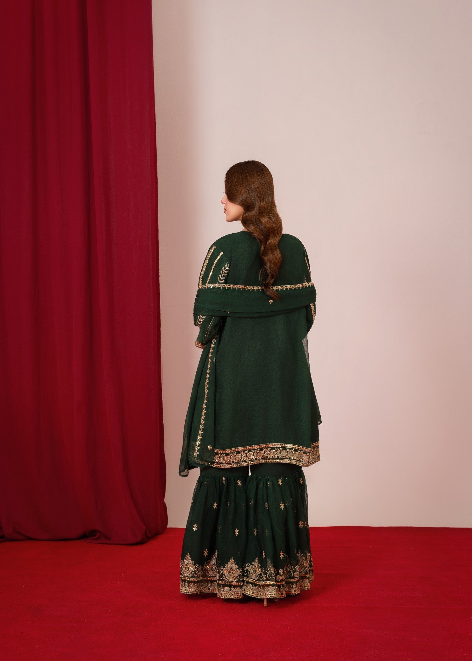 chiffon Gharara in Green