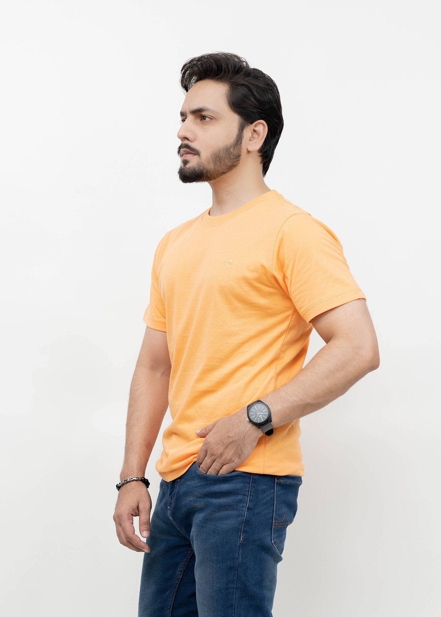 cotton jersey T Shirt in Orange