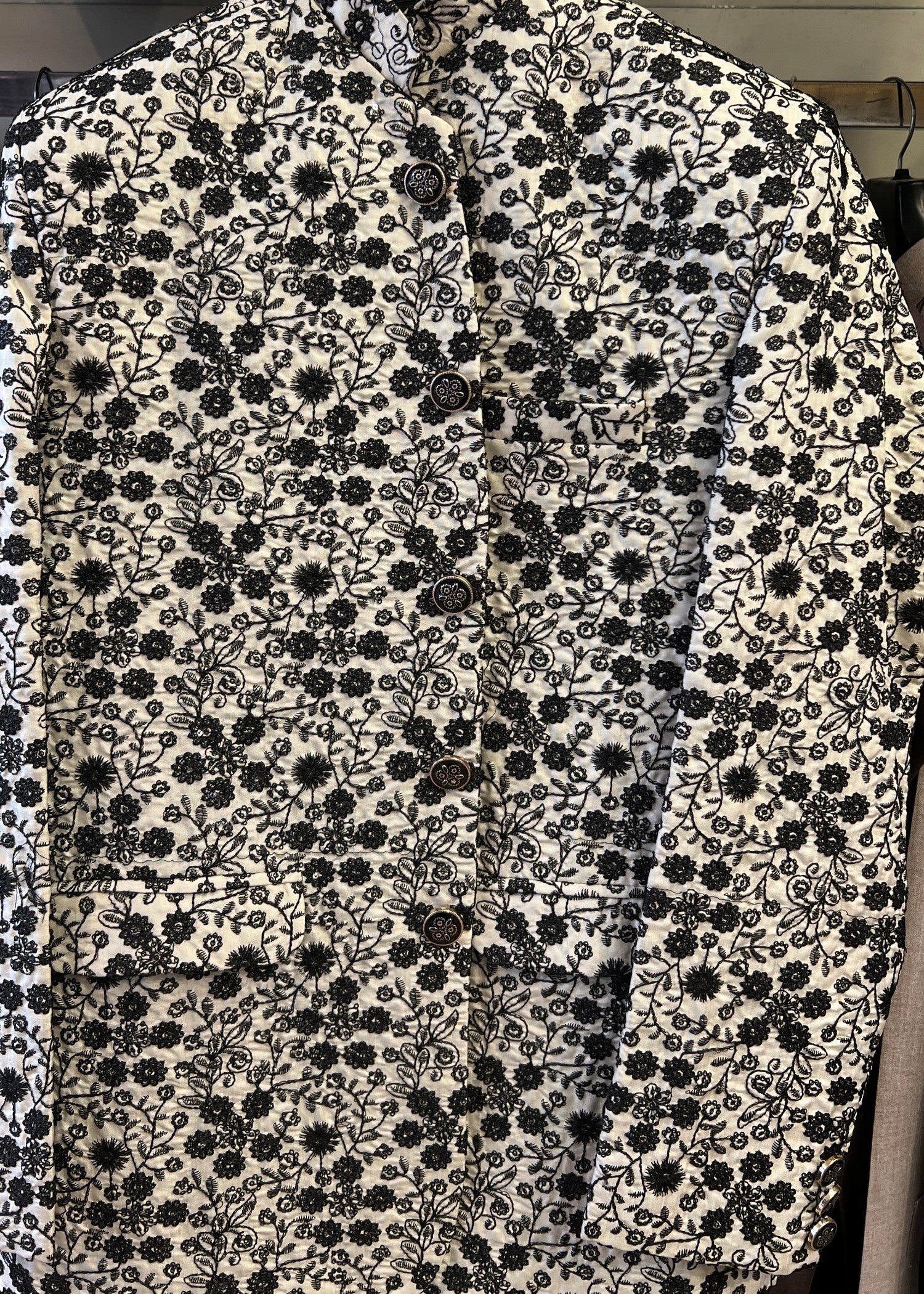 silk Prince Coat in White, black