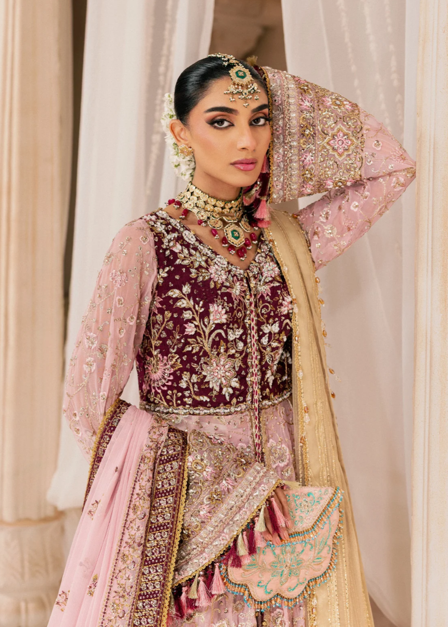 medium silk Unstitched in Pink