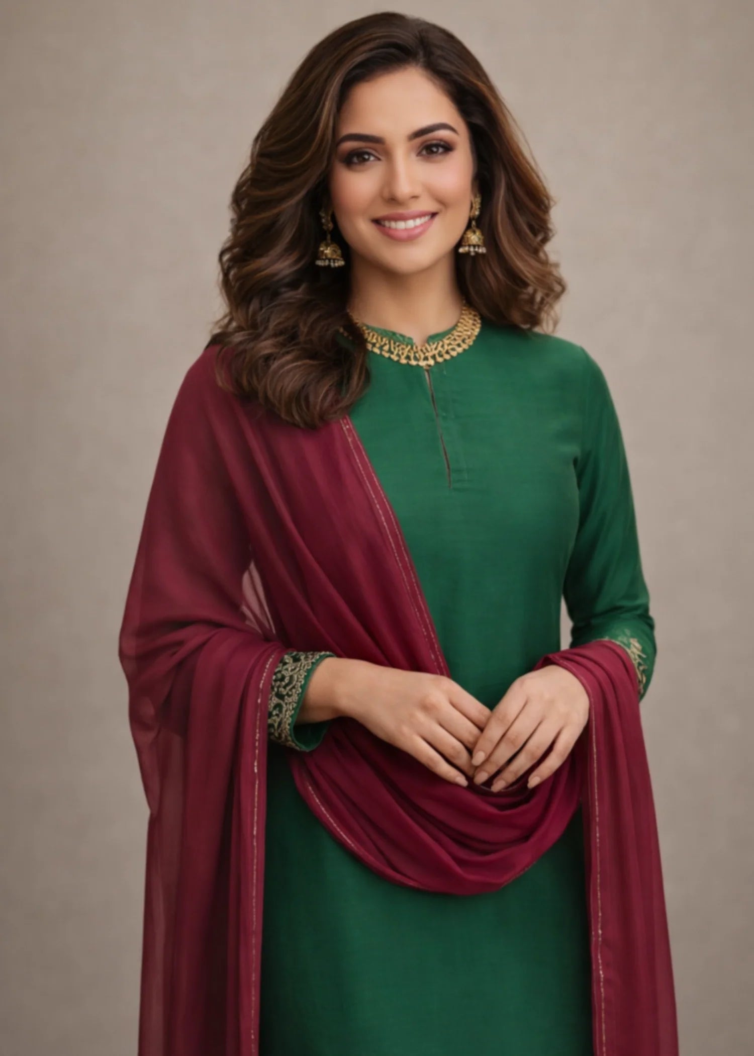 raw silk Kurta Set in Green