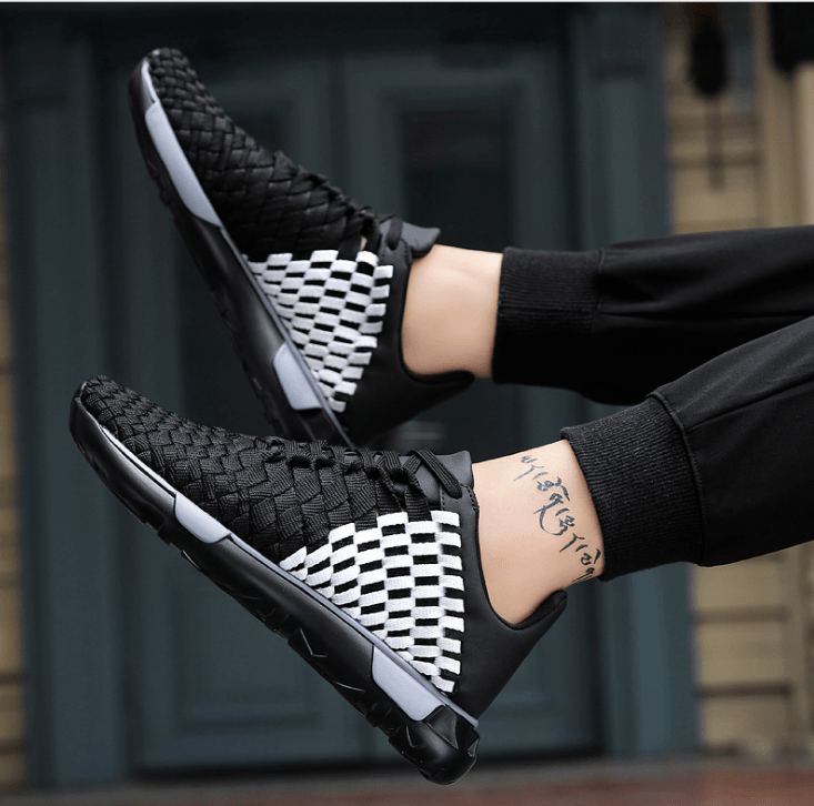 Summer pure hand-woven running shoes Korean version of the tide retro light breathable mesh shoes men's sports shoes 8213