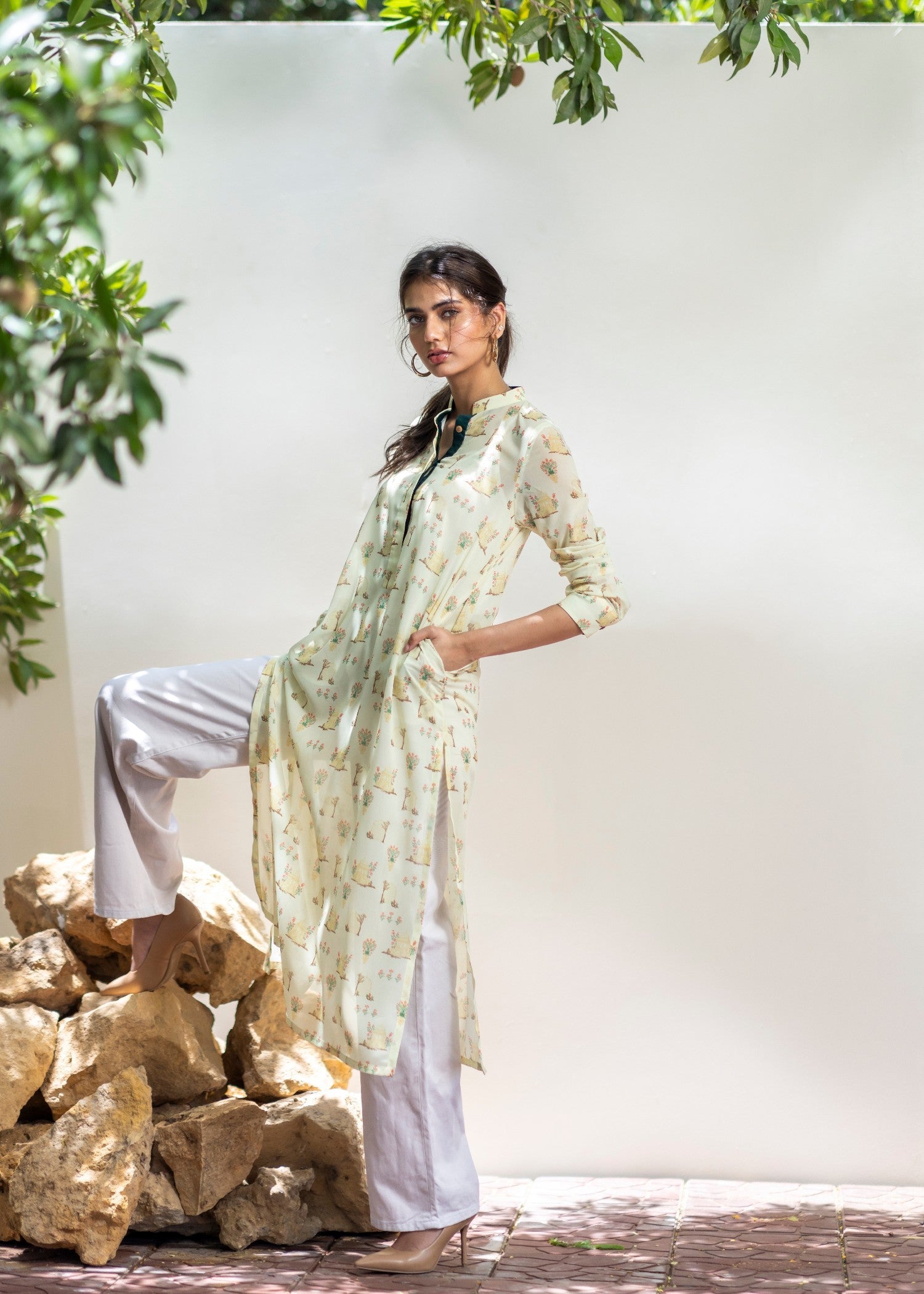 chiffon Kurti in Off-white