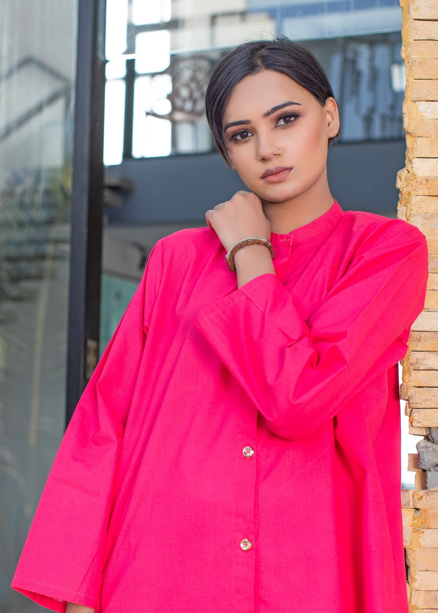 cotton Co ord Sets in Deep pink