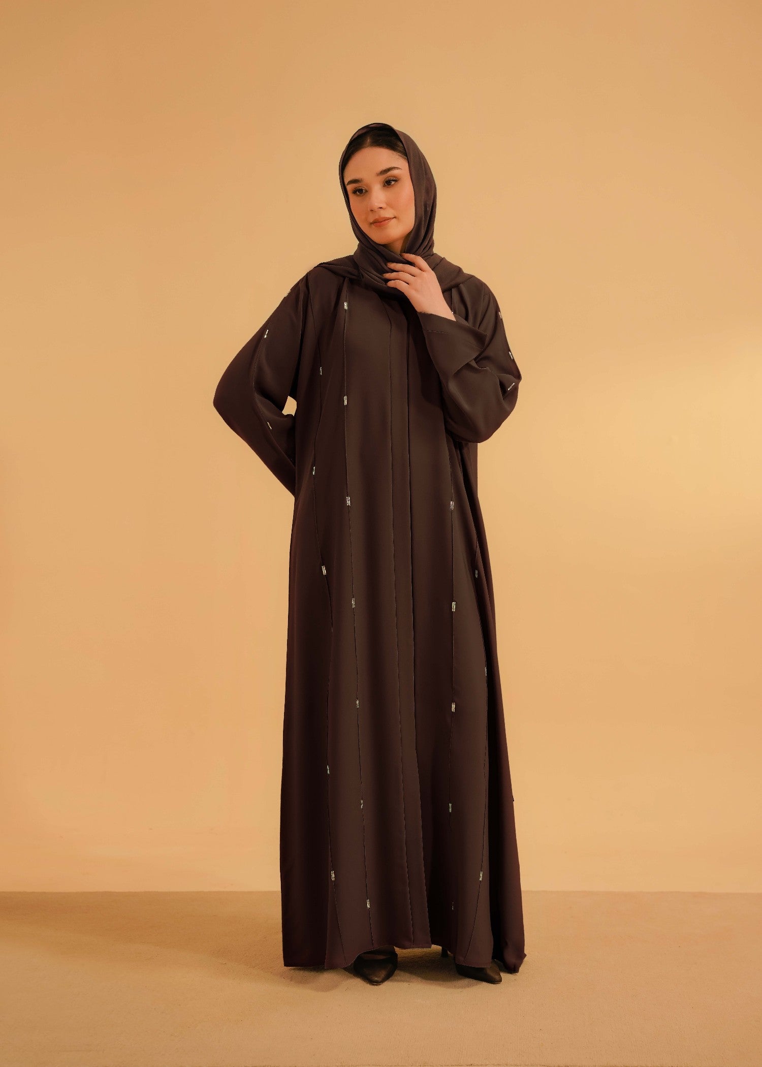 nidha Abaya in Mocha brown