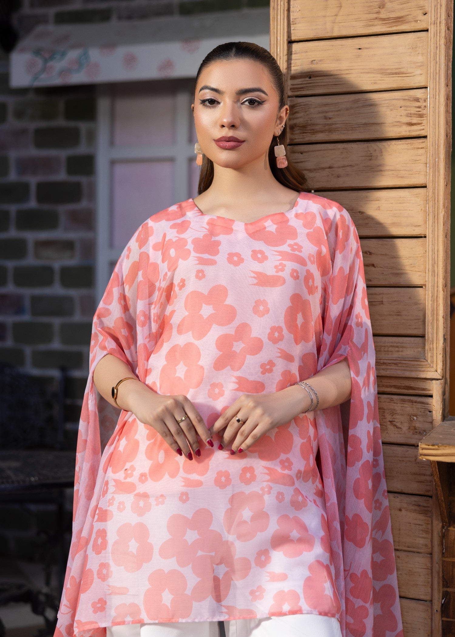 chiffon Kaftan in Pink