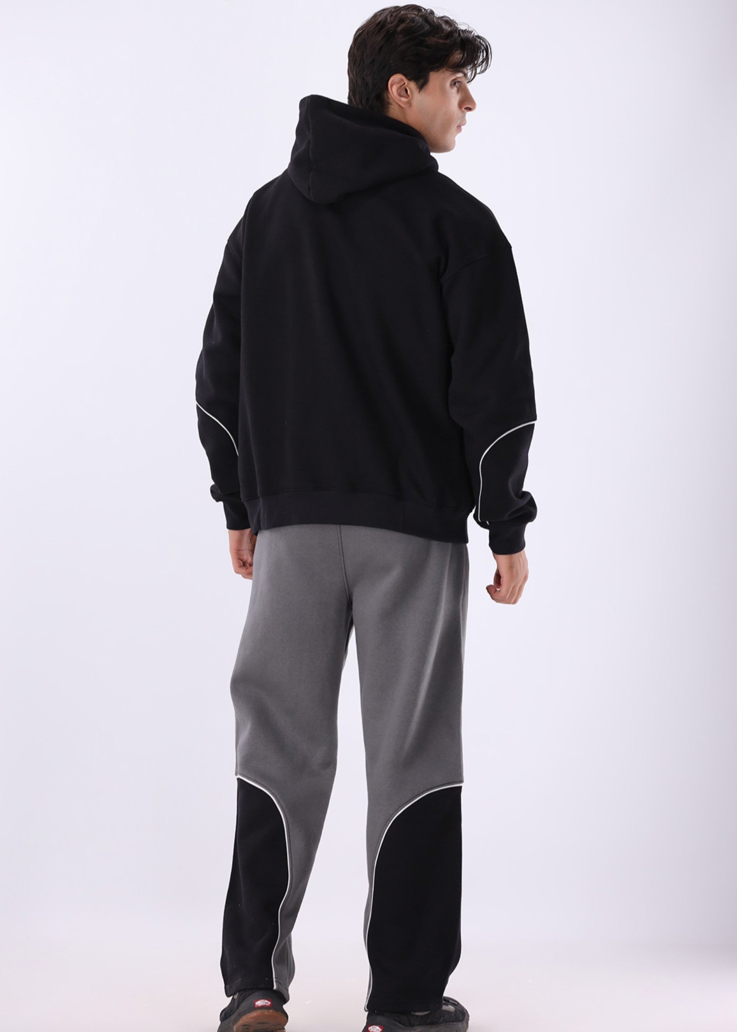 cotton Tracksuit in Black, grey