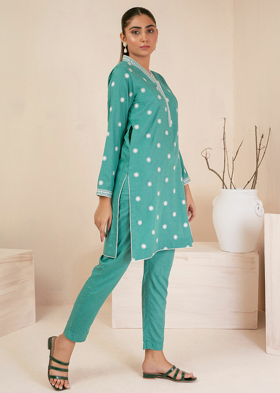cotton Kurta Set in Turquoise