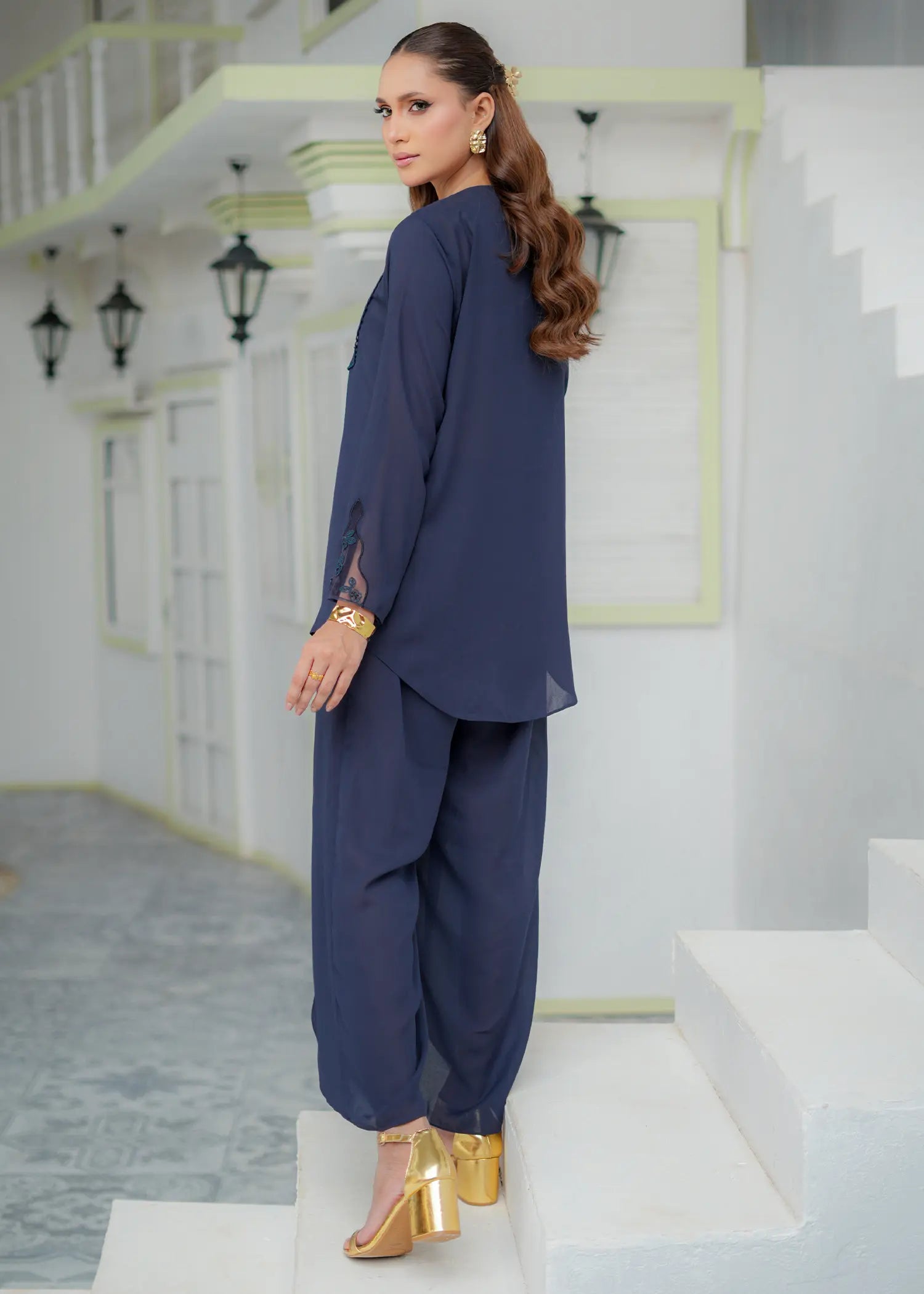 georgette Co Ord Sets in Royal blue