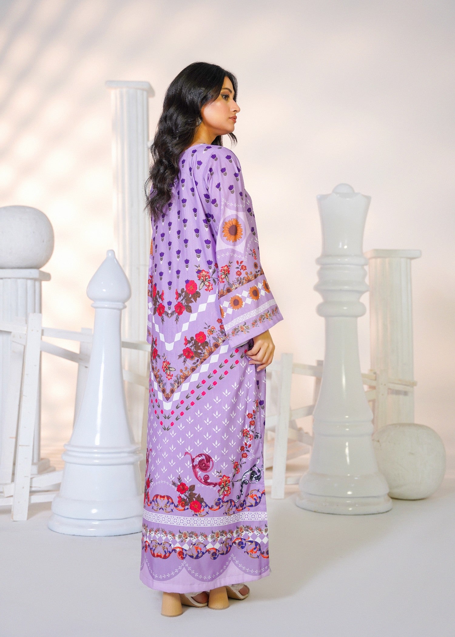 pk raw silk Kaftan in Lilac