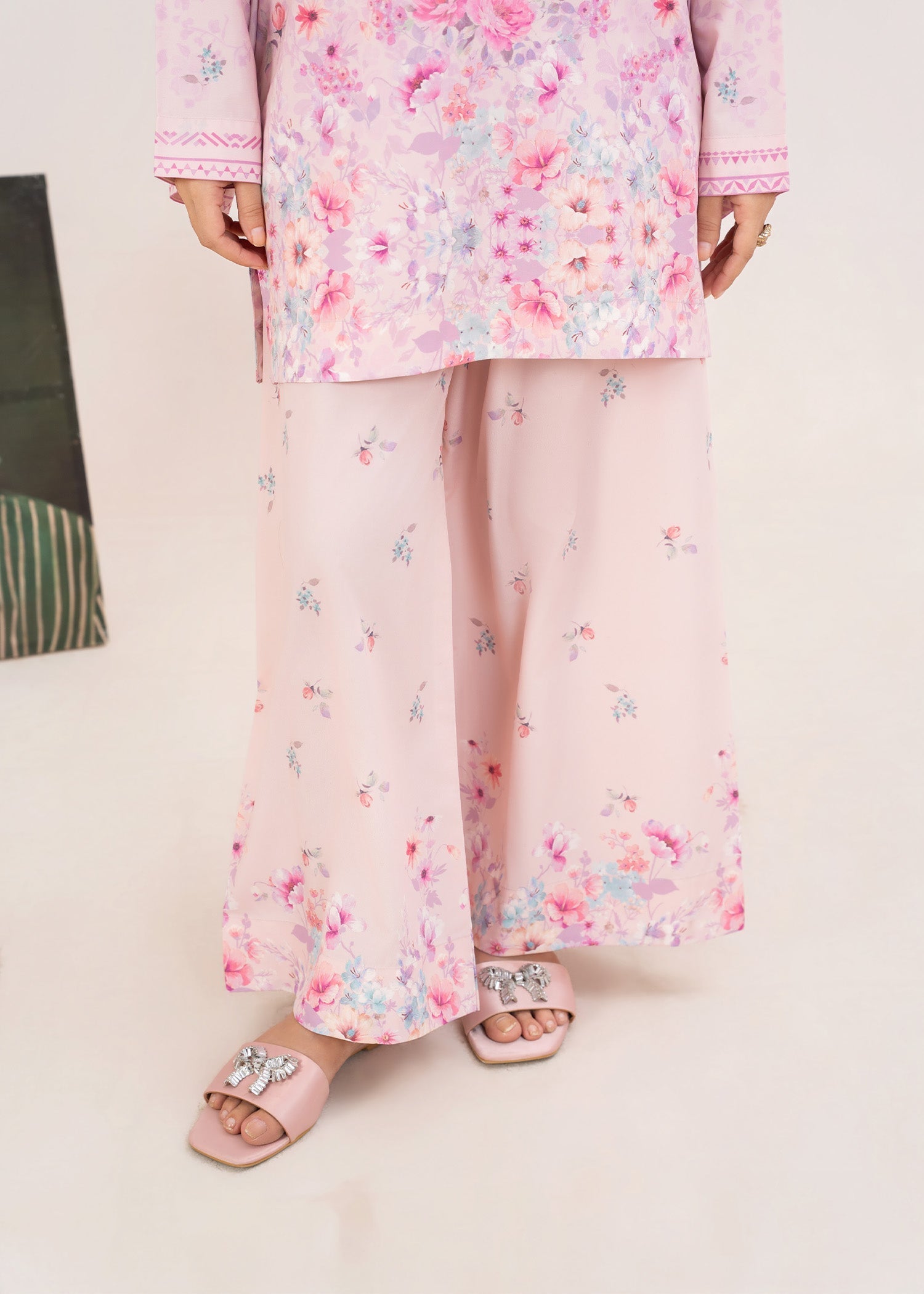 poly lawn Co Ord Sets in Light pink