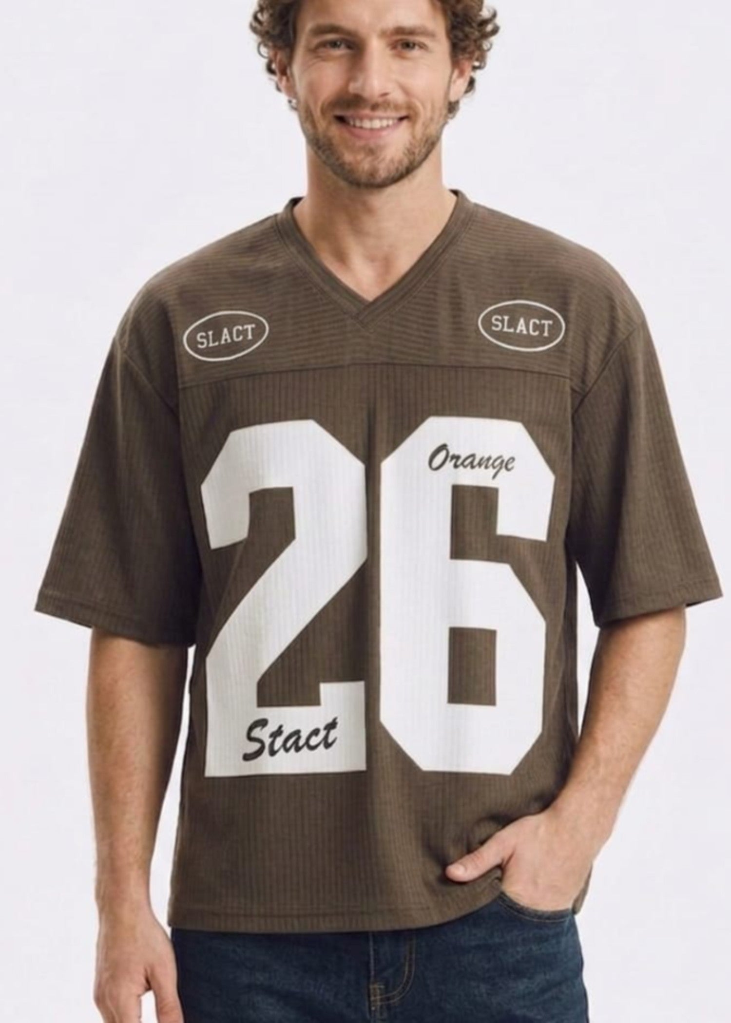 silk cotton net T Shirt in Coffee brown
