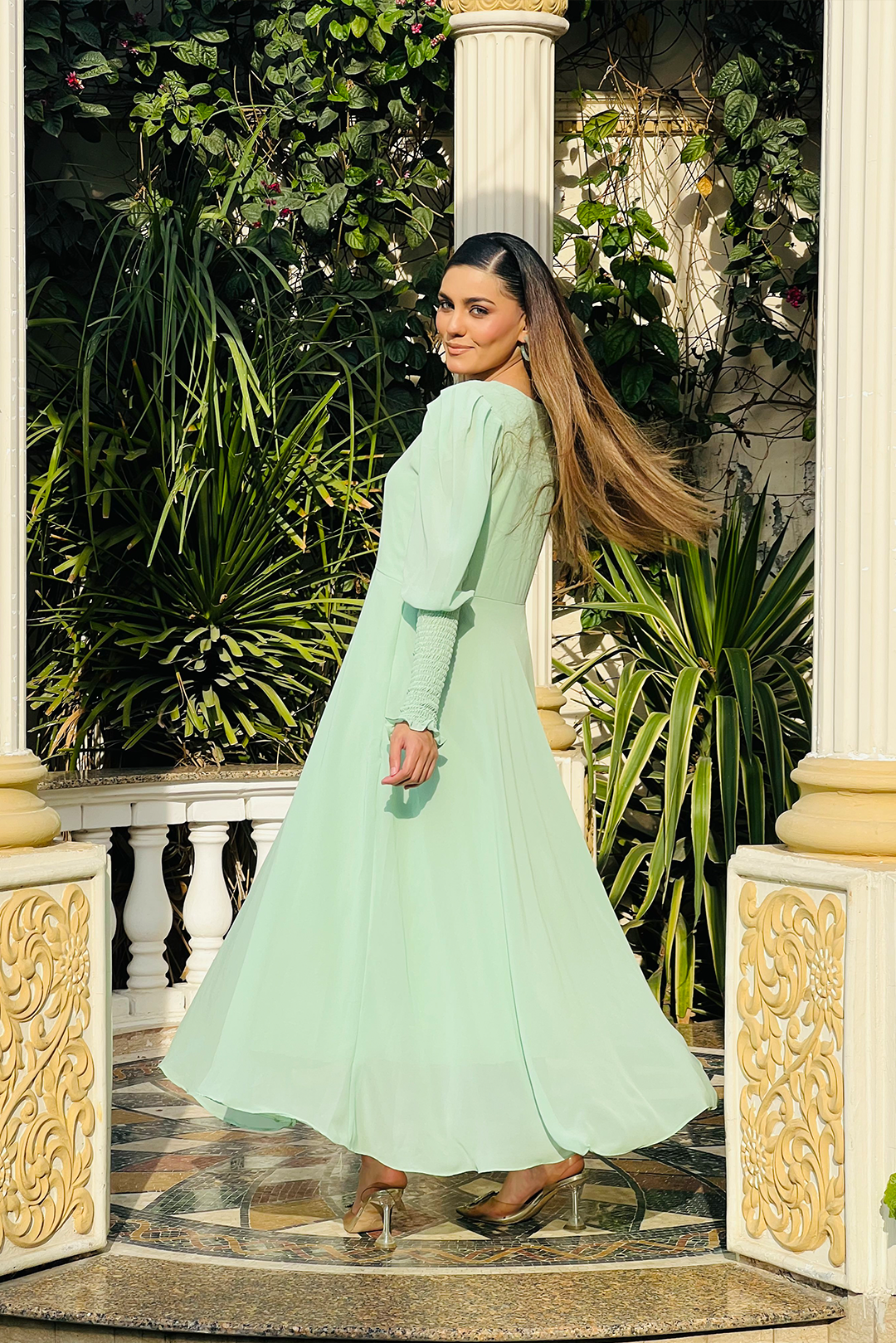 chiffon Dress in Mint green