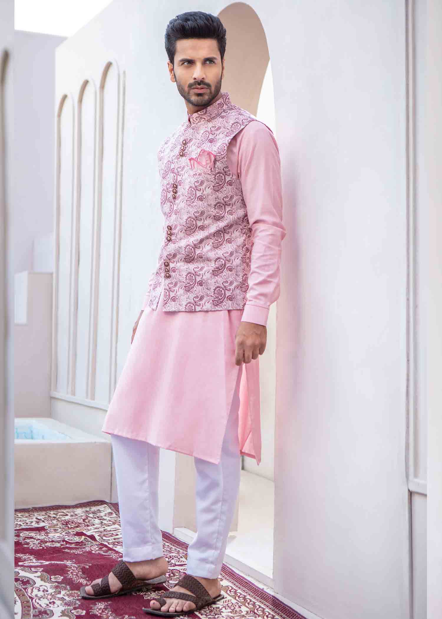 cotton Waistcoat in Pink