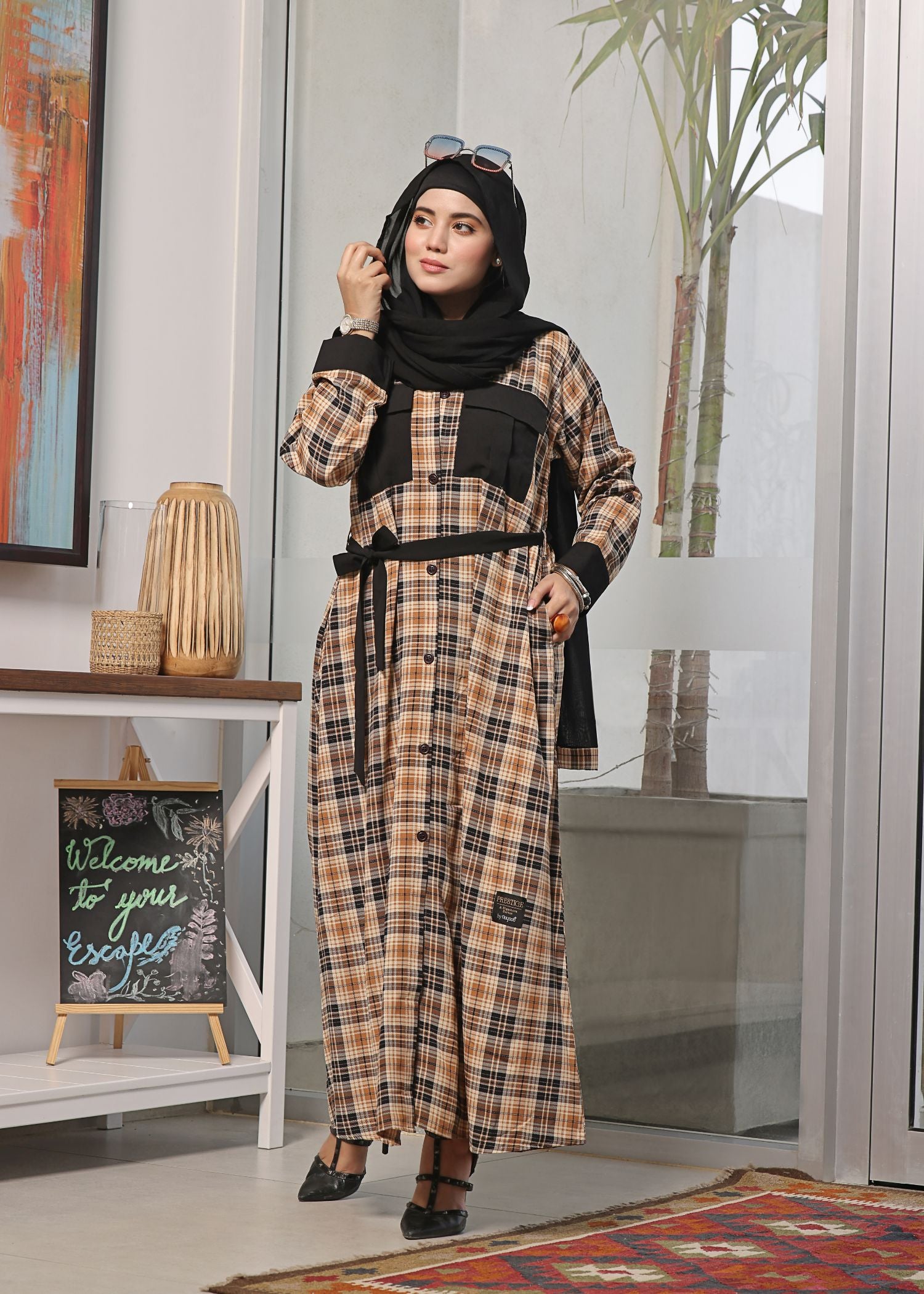 georgette Abaya in Brown