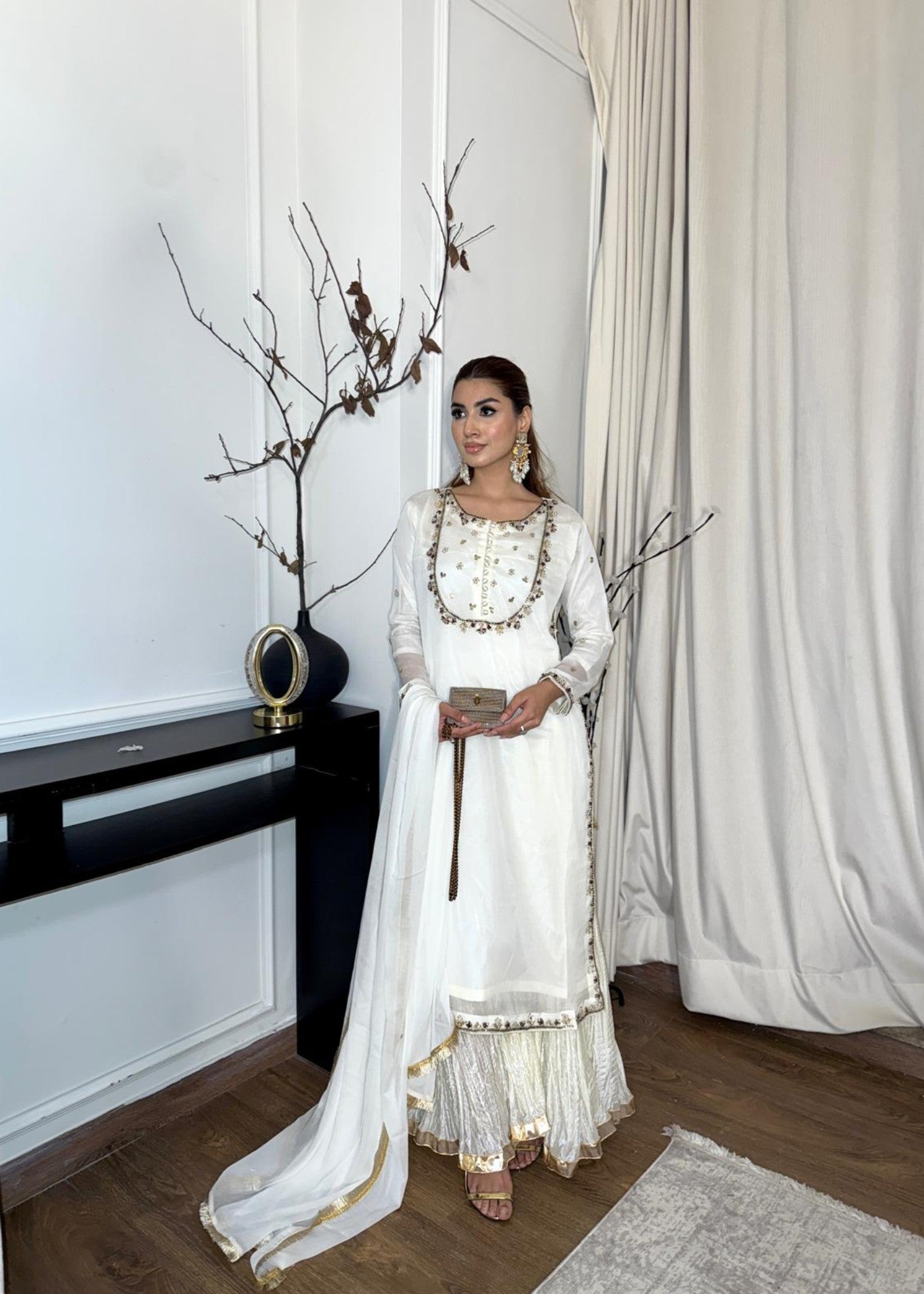 chiffon Sharara in White