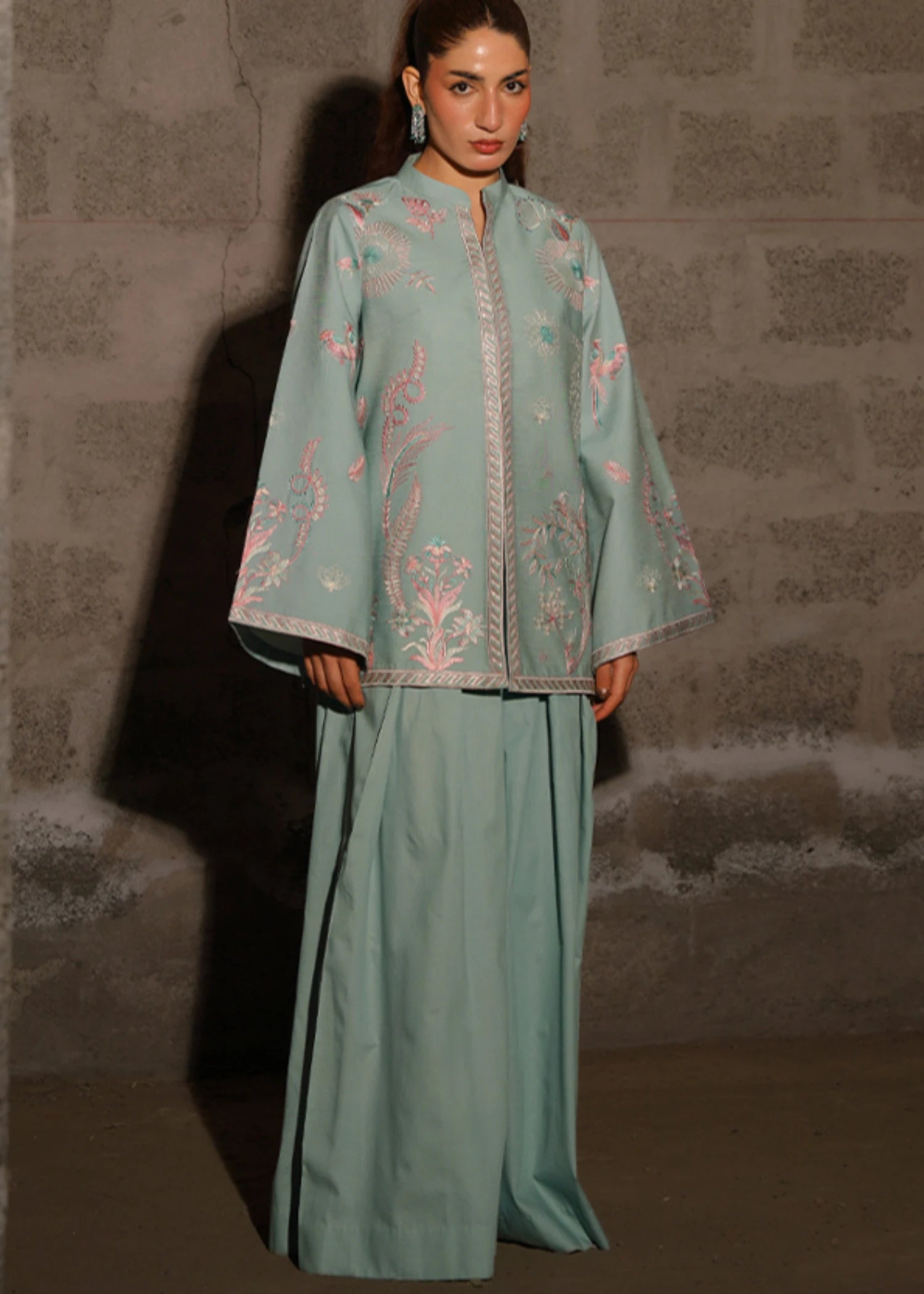 pure linen Jacket in Ice blue